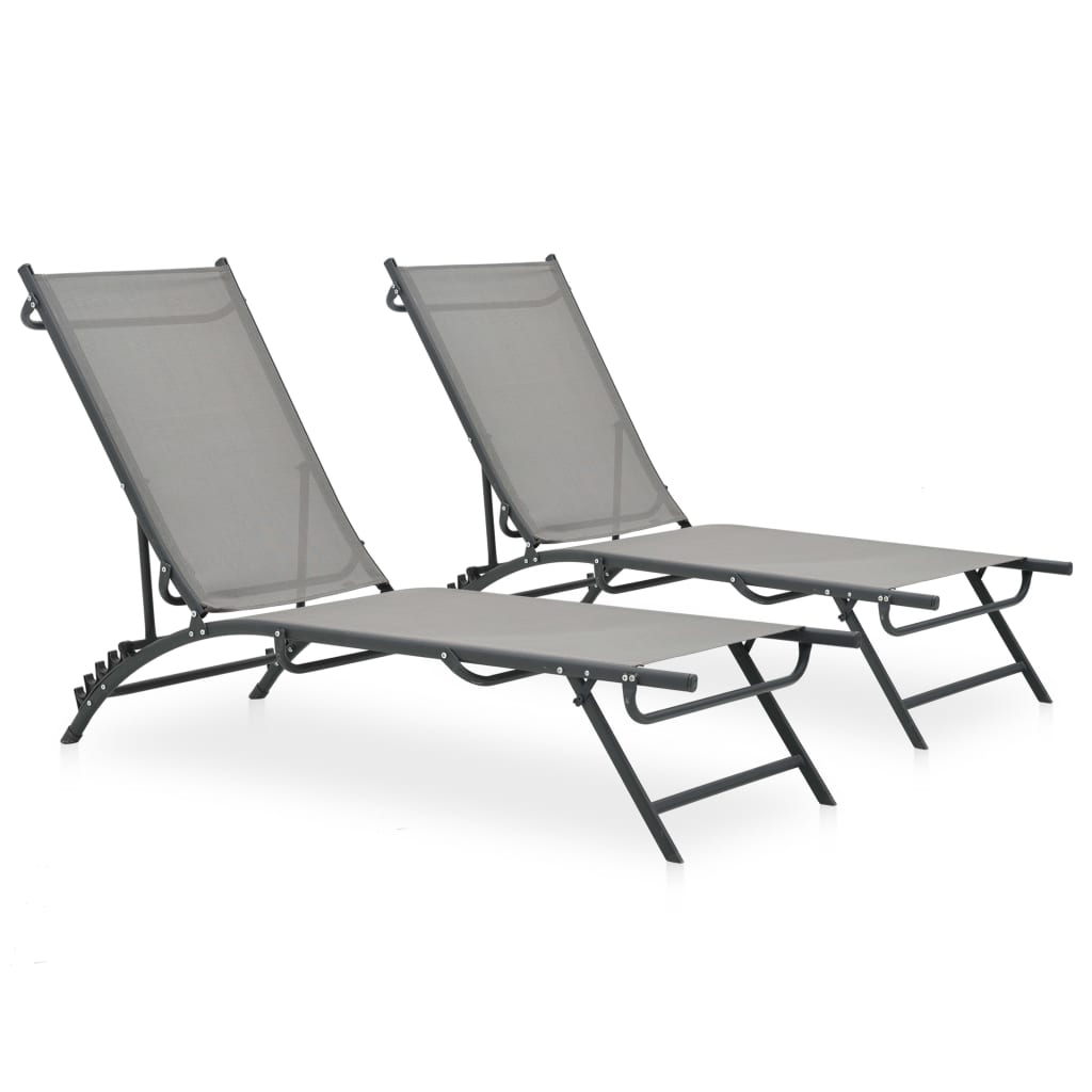 Sonnenliegen 2 Stk. Textilene Und Stahl - Vidaxl