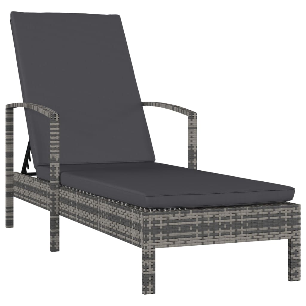 Sonnenliege Mit Armlehnen Poly Rattan Grau - Vidaxl
