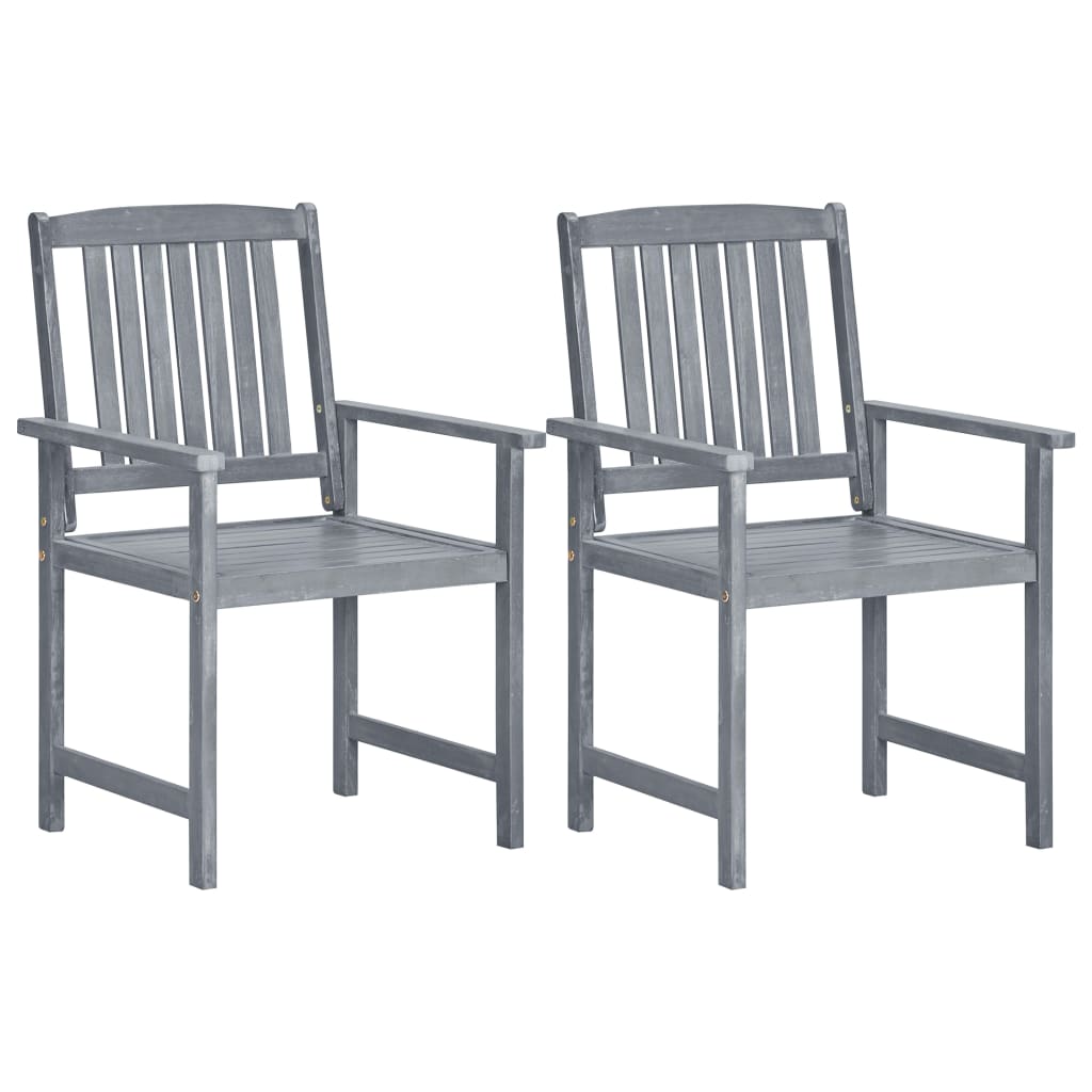Vidaxl Garden Chairs 2 Pcs Grey Solid Acacia Wood