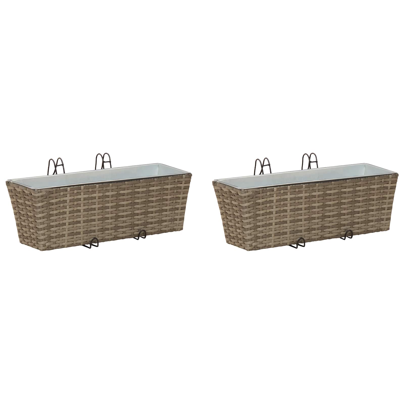 Balkon 2 Stk. Grau 50 X 17 X 17 Cm Metall Vidaxl