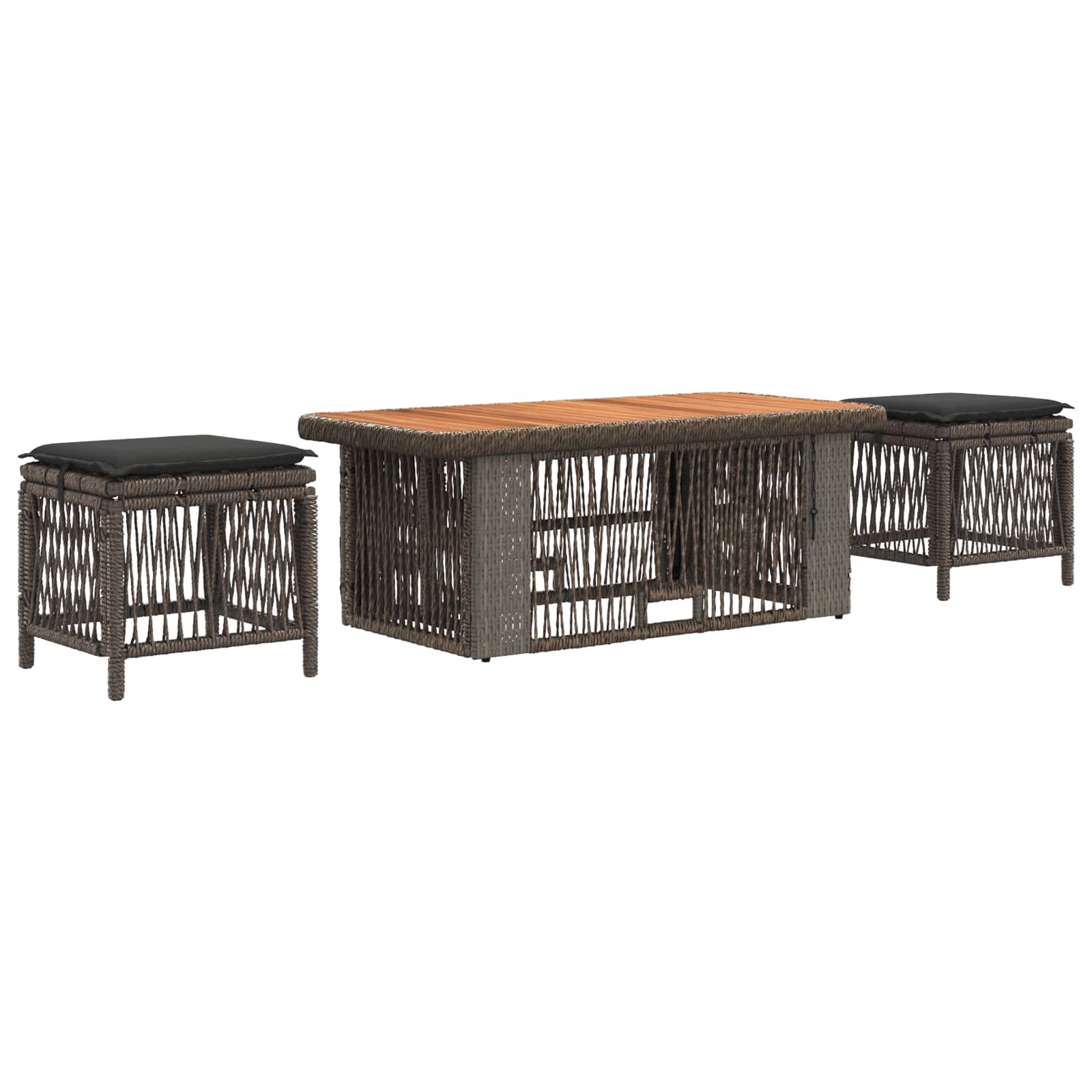 Vidaxl Garden Dining Set 4 Pcs Grey And Dark Grey Poly Rattan