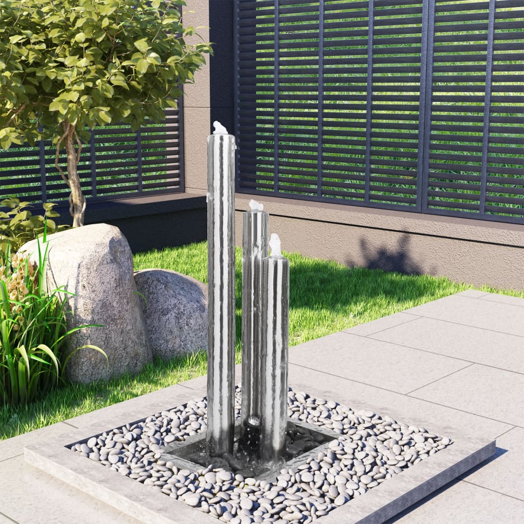 Vidaxl Garden Fountain Silver 48x34x88 Cm Stainless Steel