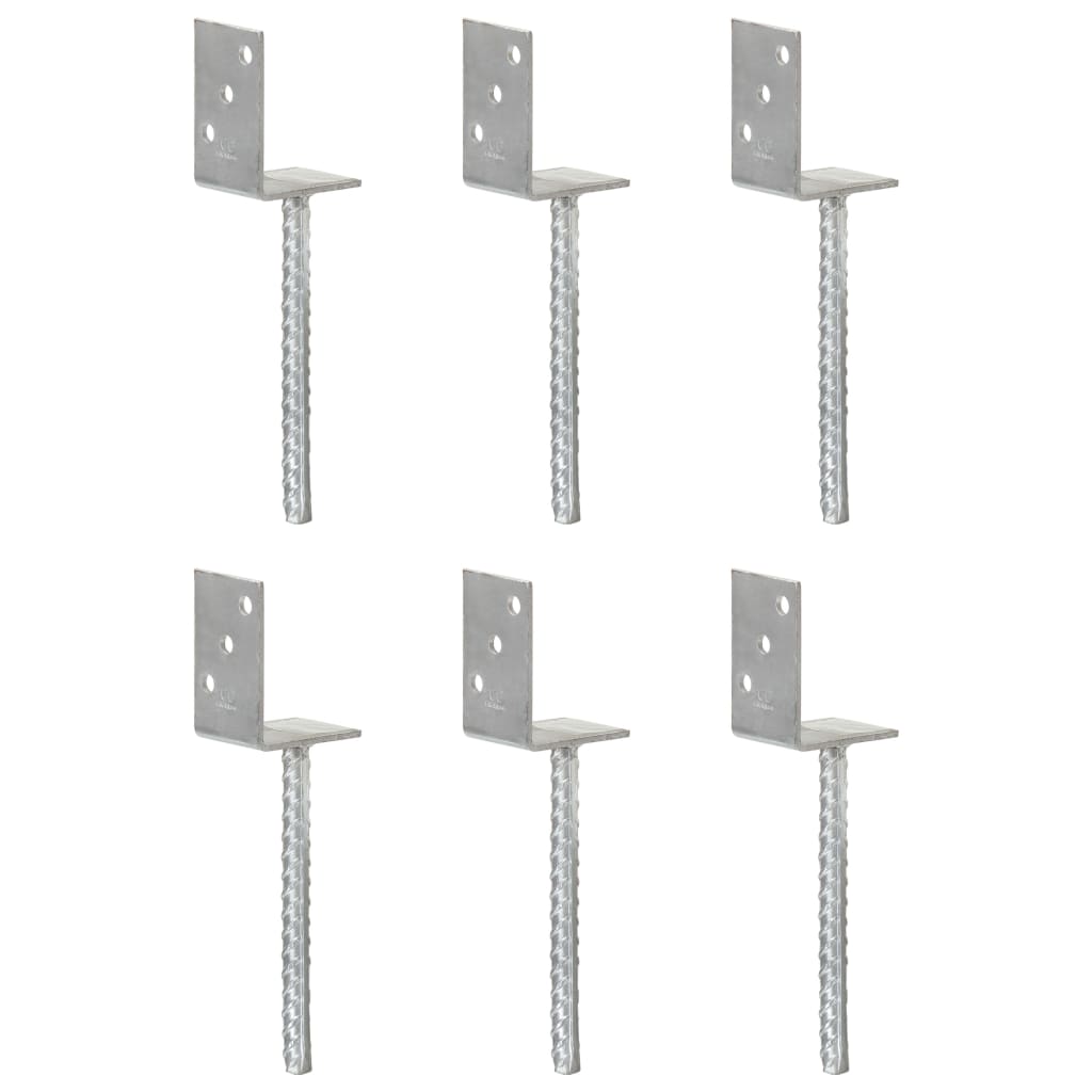 Vidaxl Fence Anchors 6 Pcs Silver 8x6x30 Cm Galvanised Steel