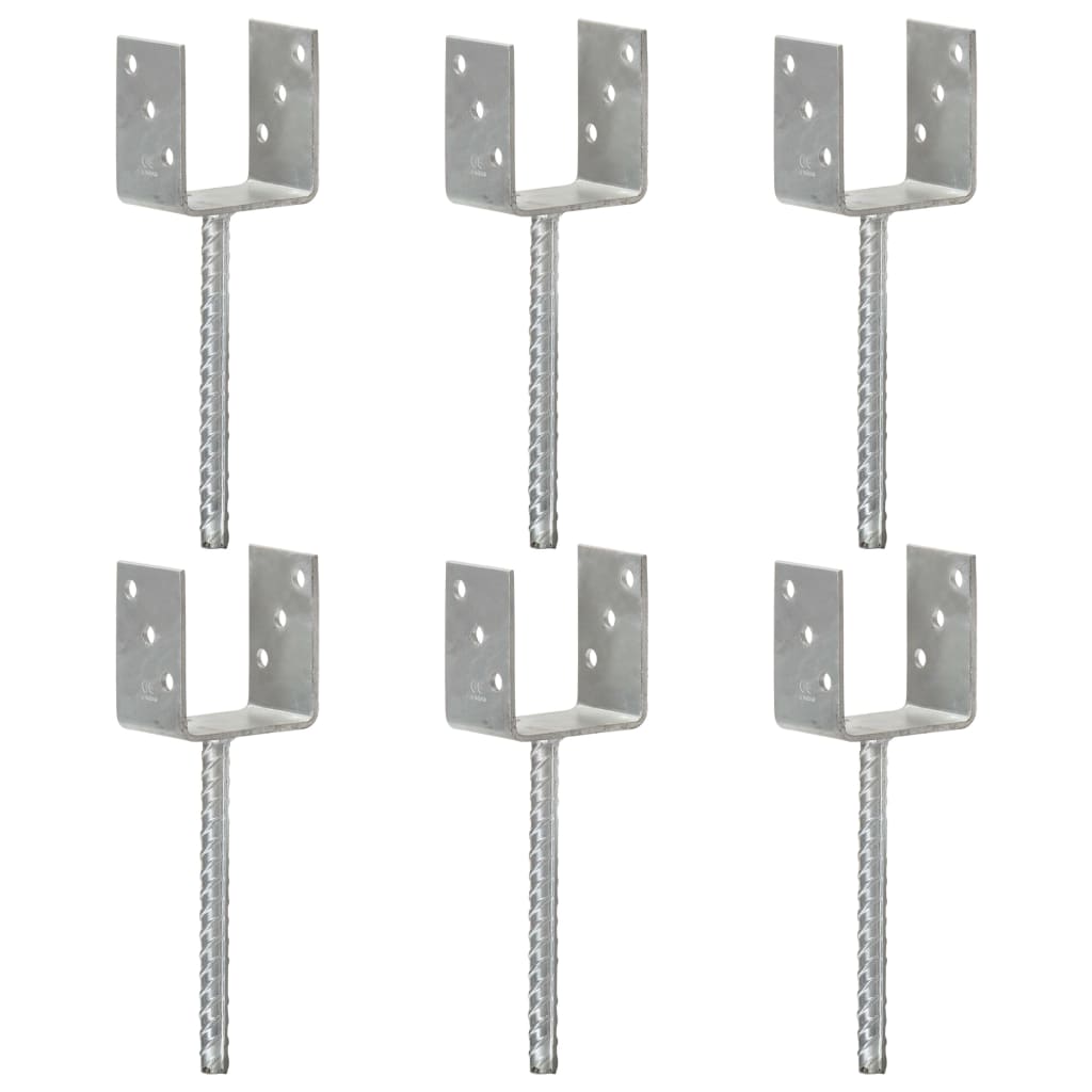 Vidaxl Fence Anchors 6 Pcs Silver 9x6x30 Cm Galvanised Steel