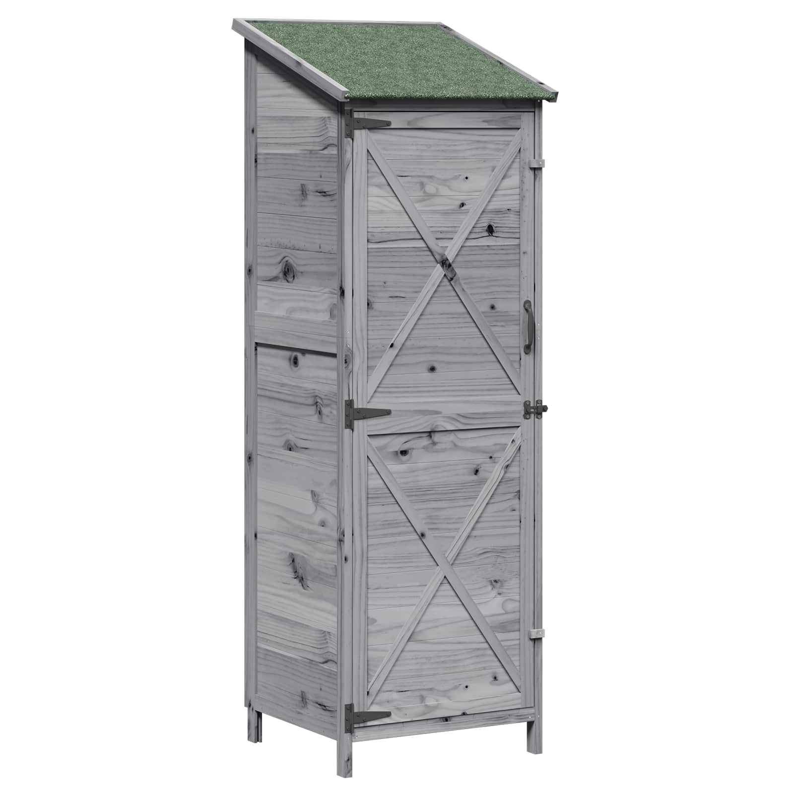 Vidaxl Garden Shed Grey 59.5 X 56 X 176.5 Cm Solid Fir Wood
