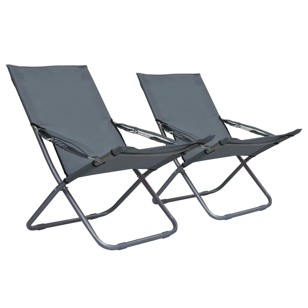 Vidaxl - Klappbare Strandstühle 2 Stk. Stoff Grau