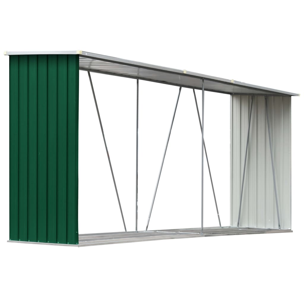 Brennholzlager Verzinkter Stahl 330x84x152 Cm Grün Vidaxl