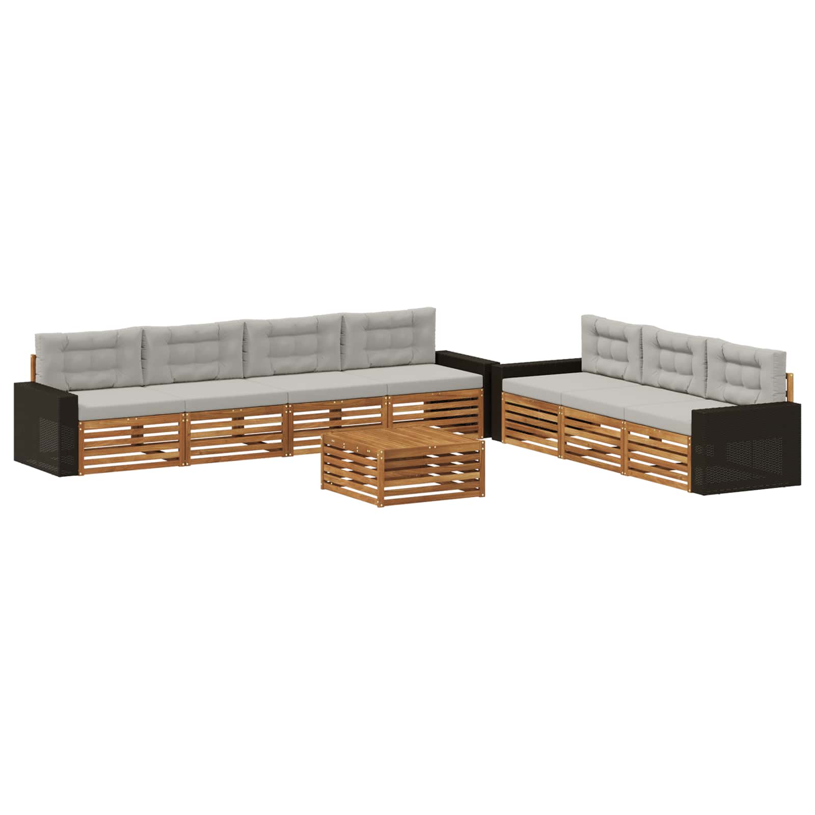 Outdoor-sofagarnitur 8 Stk. Natürlich Und Hellgrau Polyester Vidaxl