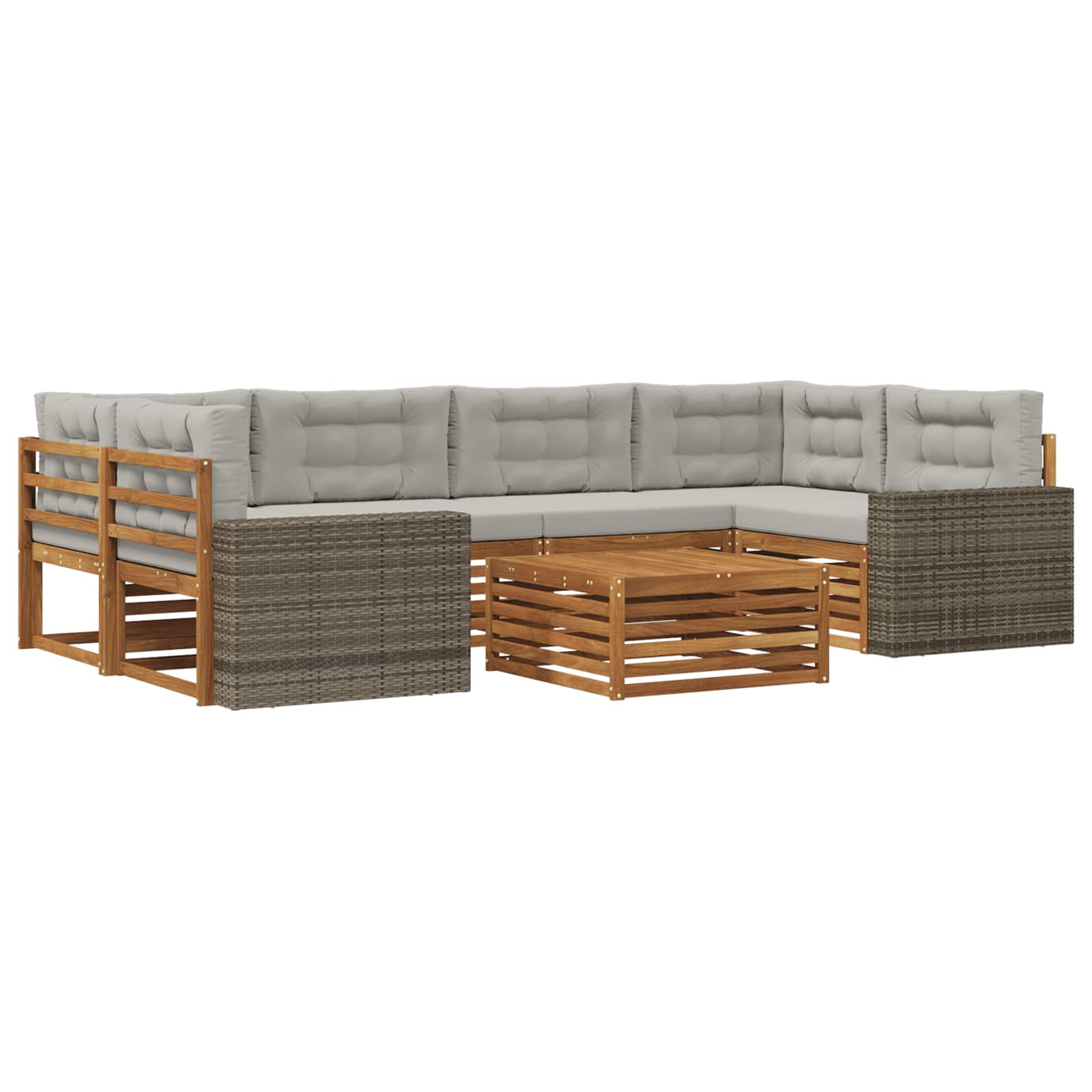 Outdoor-sofagarnitur 7 Stk. Natur Und Hellgrau Polyester Vidaxl