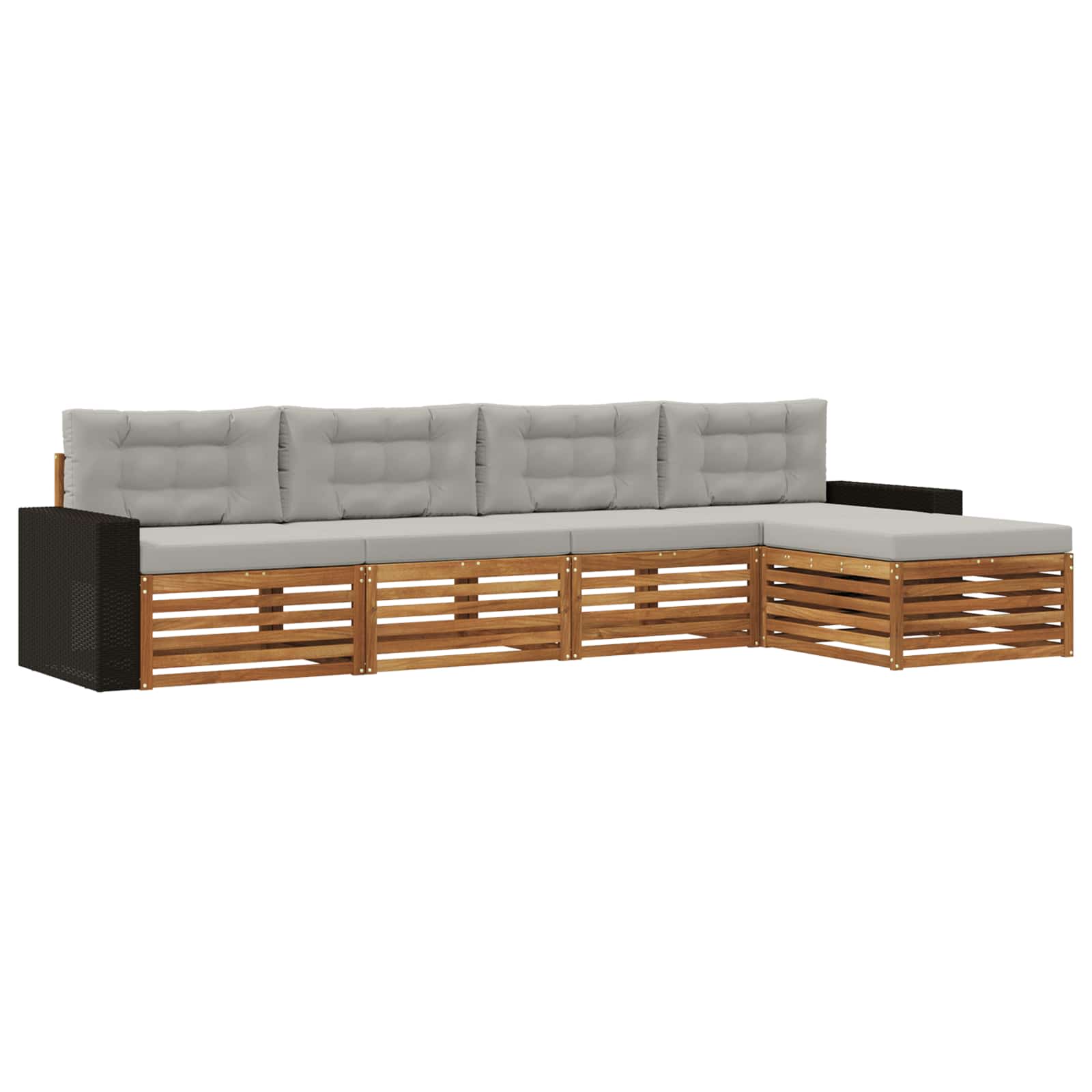 Outdoor-sofagarnitur 5 Stk. Natur Und Hellgrau Polyester Vidaxl