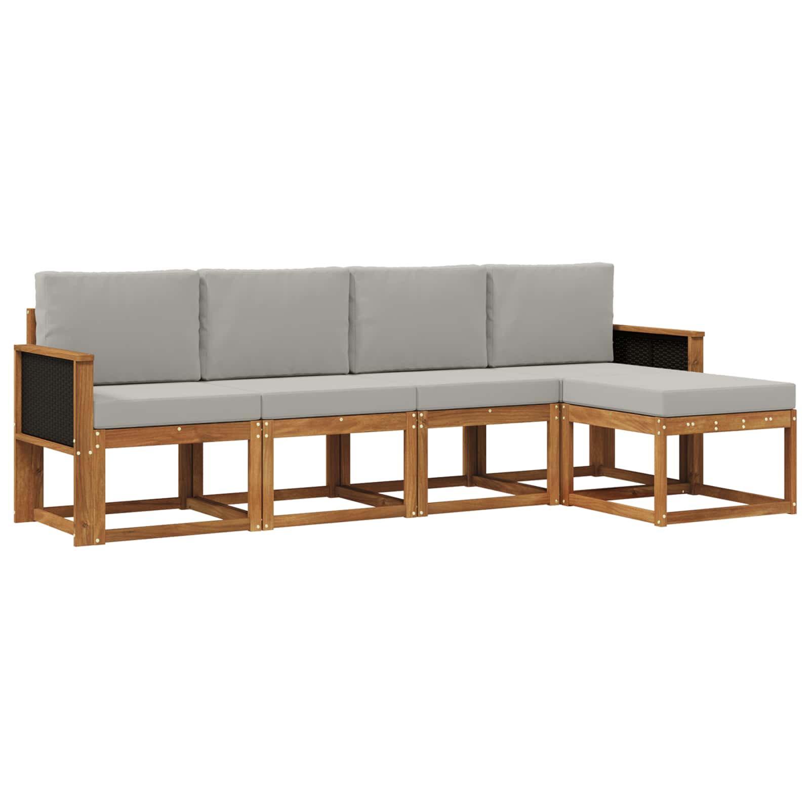 Outdoor-sofagarnitur 5 Stk. Natürlich Und Hellgrau Polyester Vidaxl