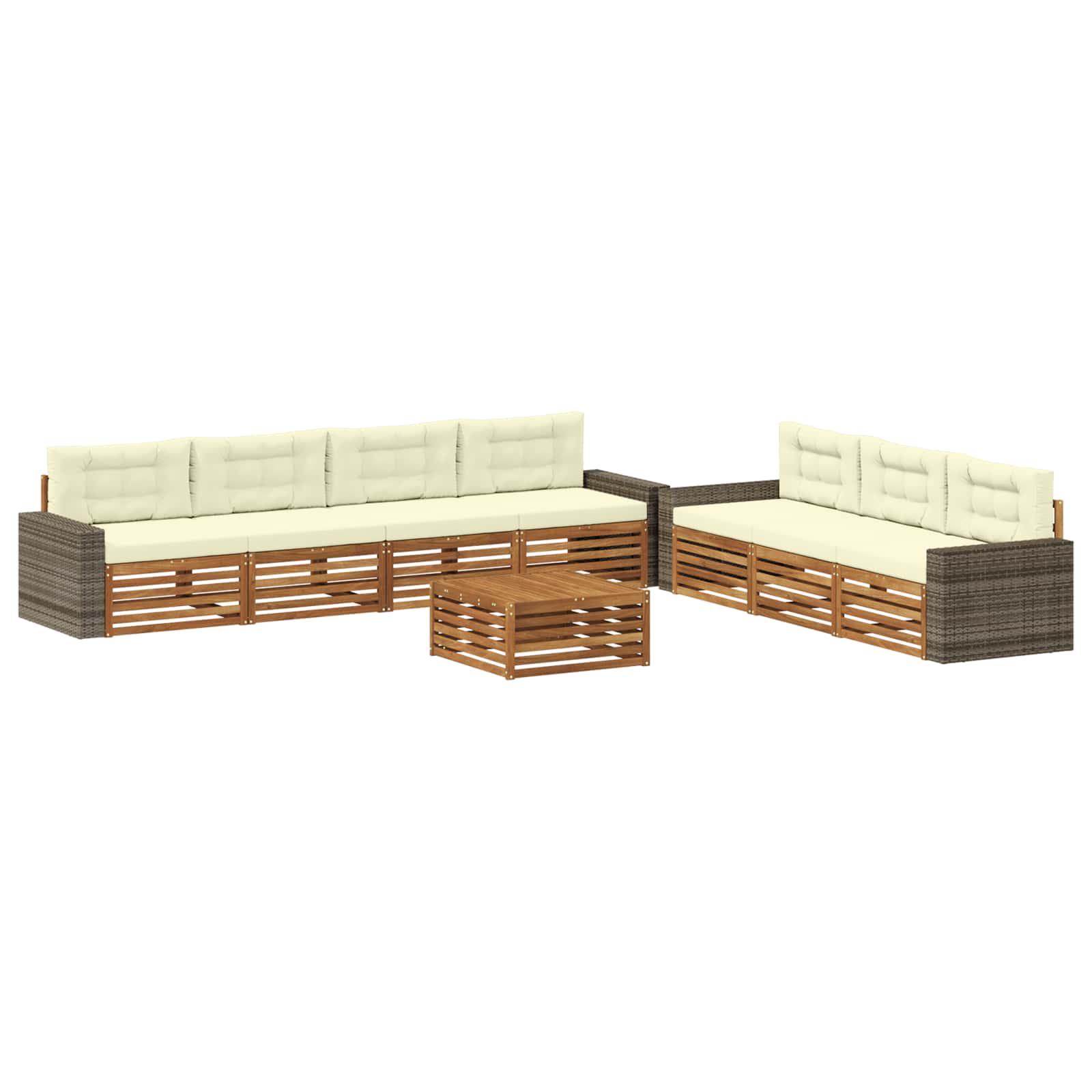 Outdoor-sofagarnitur 8 Stk. Natur Und Creme Polyester Vidaxl