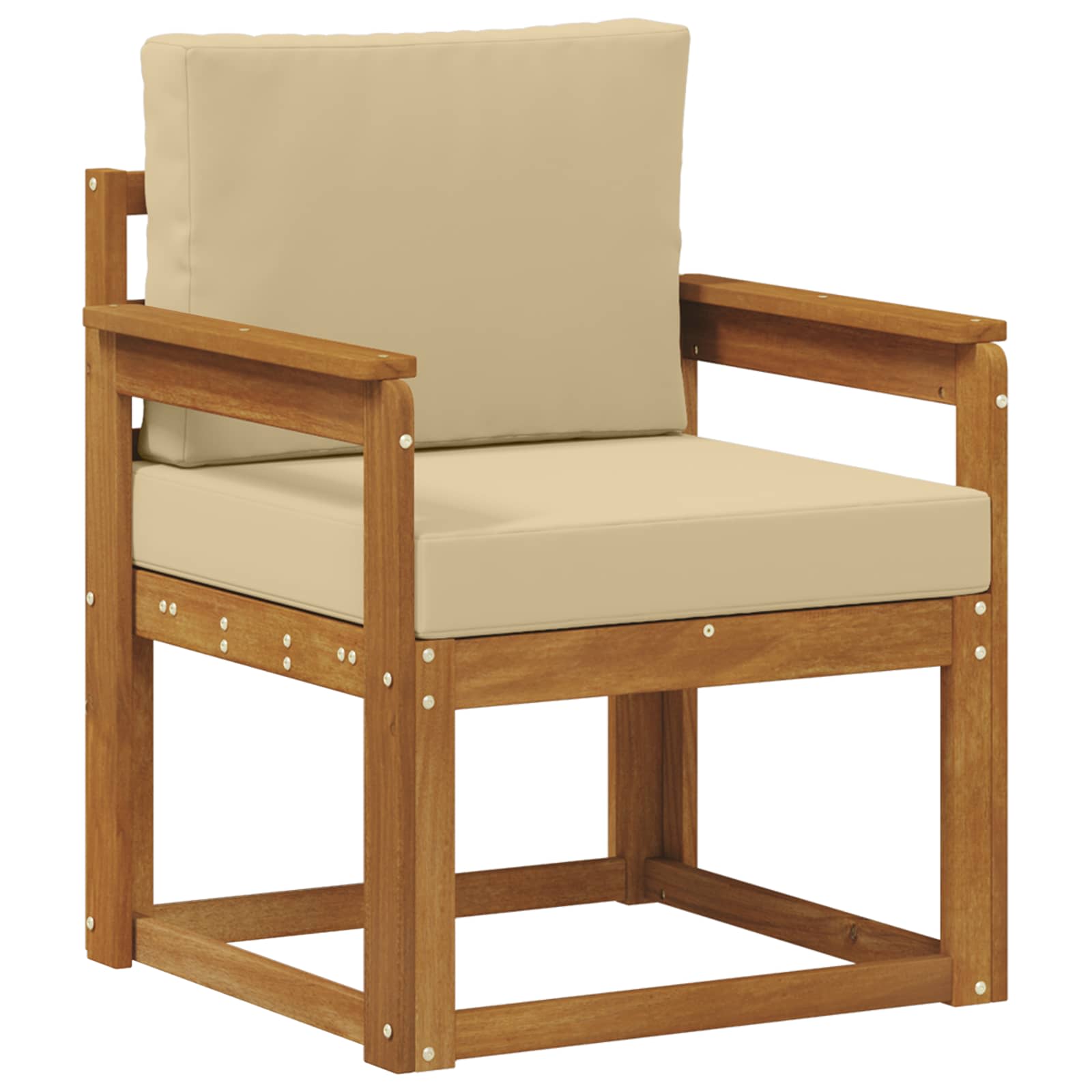 Vidaxl Outdoor Sofa Solid Acacia Wood And Polyester Natural