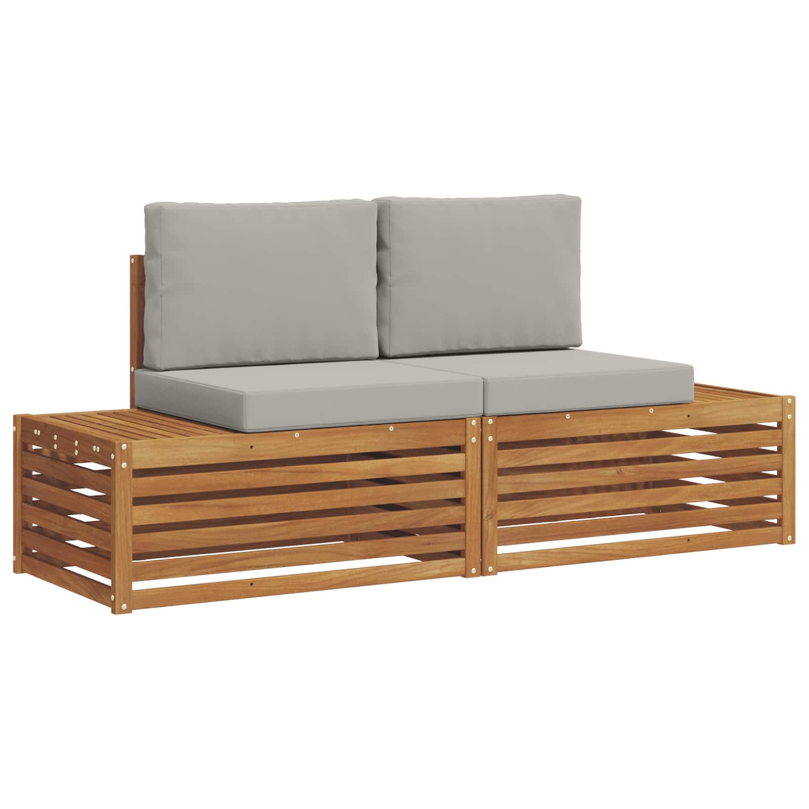 2 Stk. Outdoor-sofagarnitur Massives Akazienholz Und Polyester Vidaxl