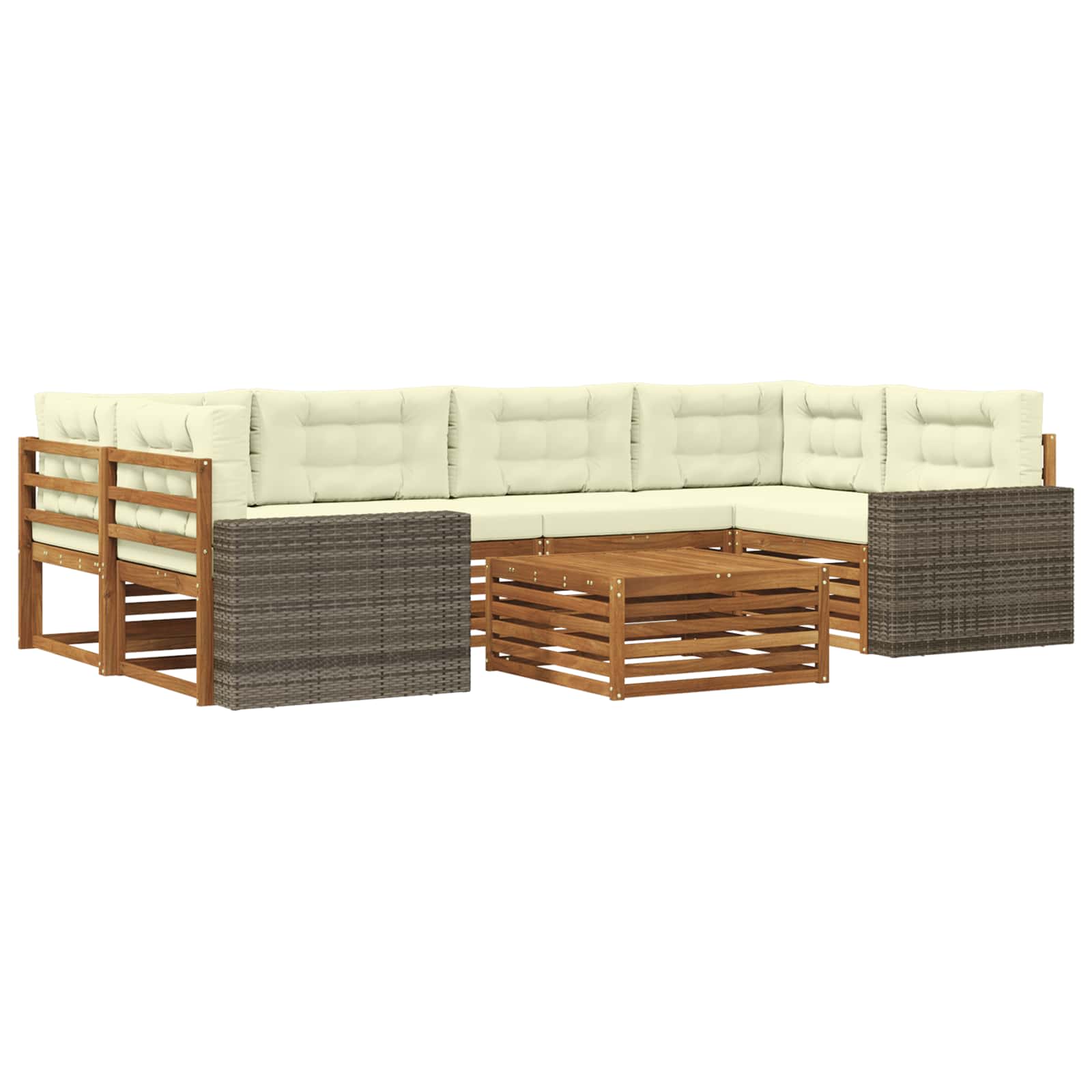 Outdoor-sofagarnitur 7 Stk. Natur Und Creme Polyester Vidaxl