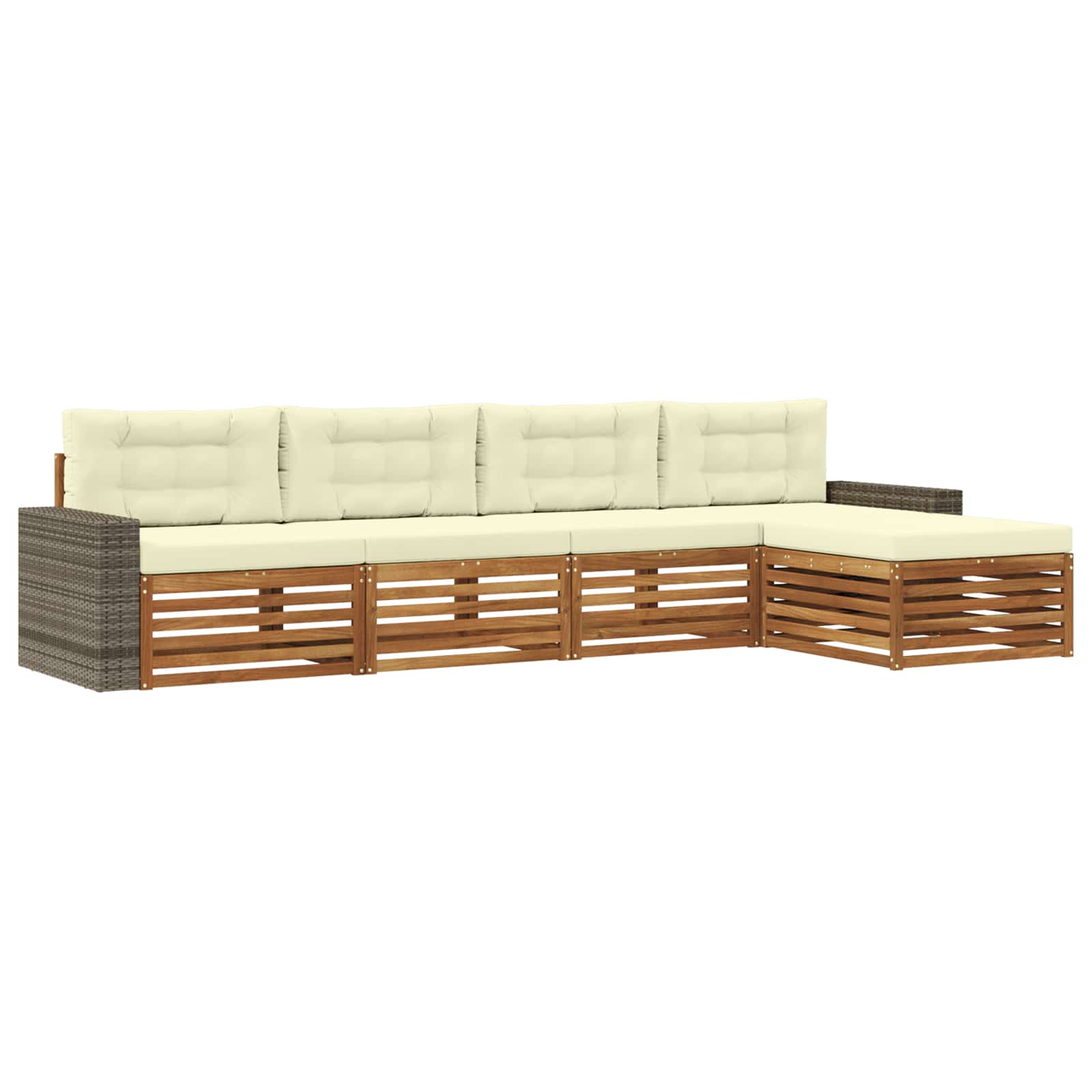 Outdoor-sofagarnitur 5 Stk. Natur Und Creme Polyester Vidaxl