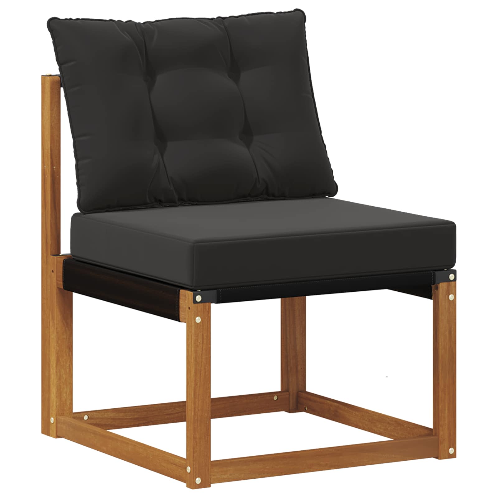 Vidaxl Outdoor Middle Sofa Solid Acacia Wood And Textilene Fabric