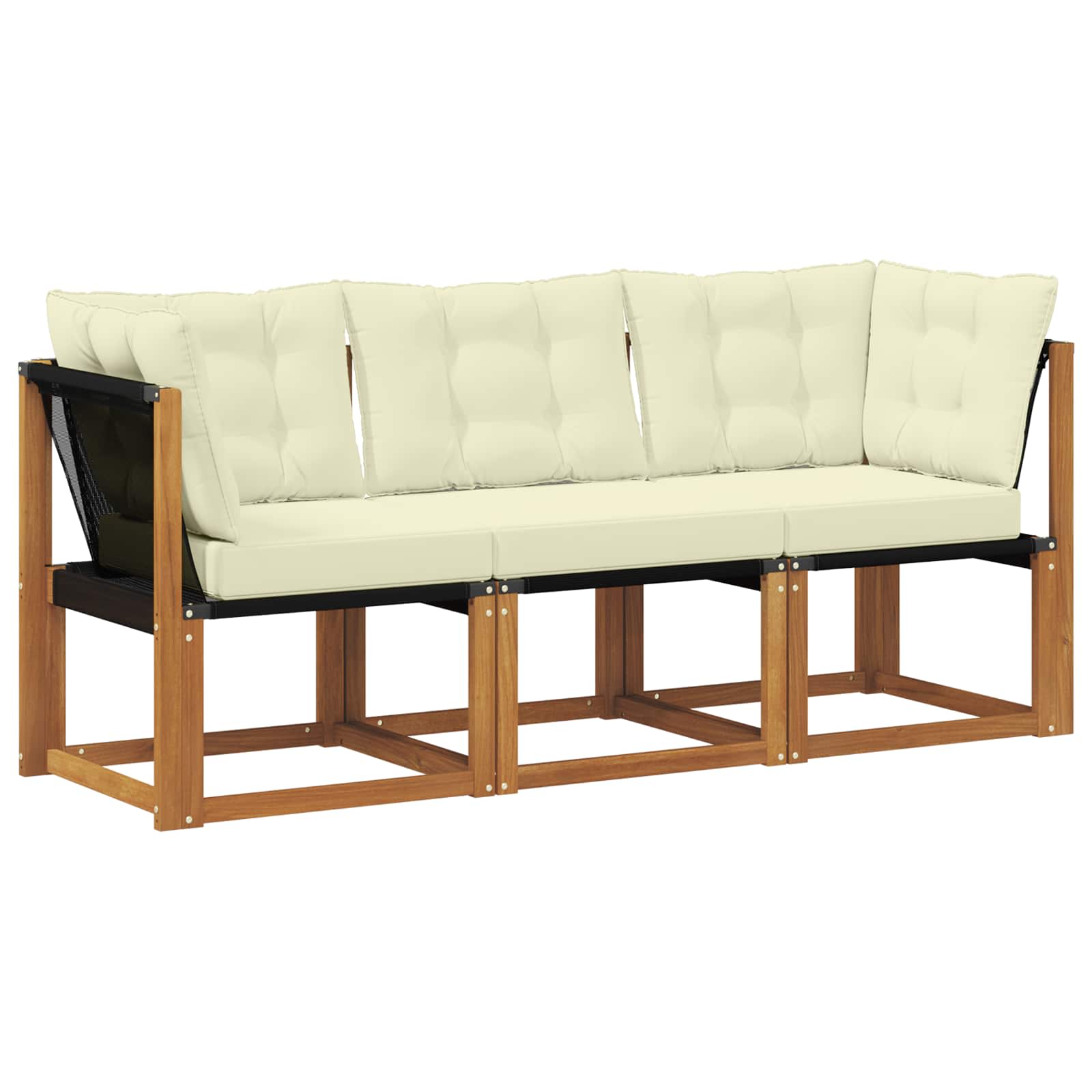 Vidaxl 3 Pcs Outdoor Middle And Corner Sofa Natural