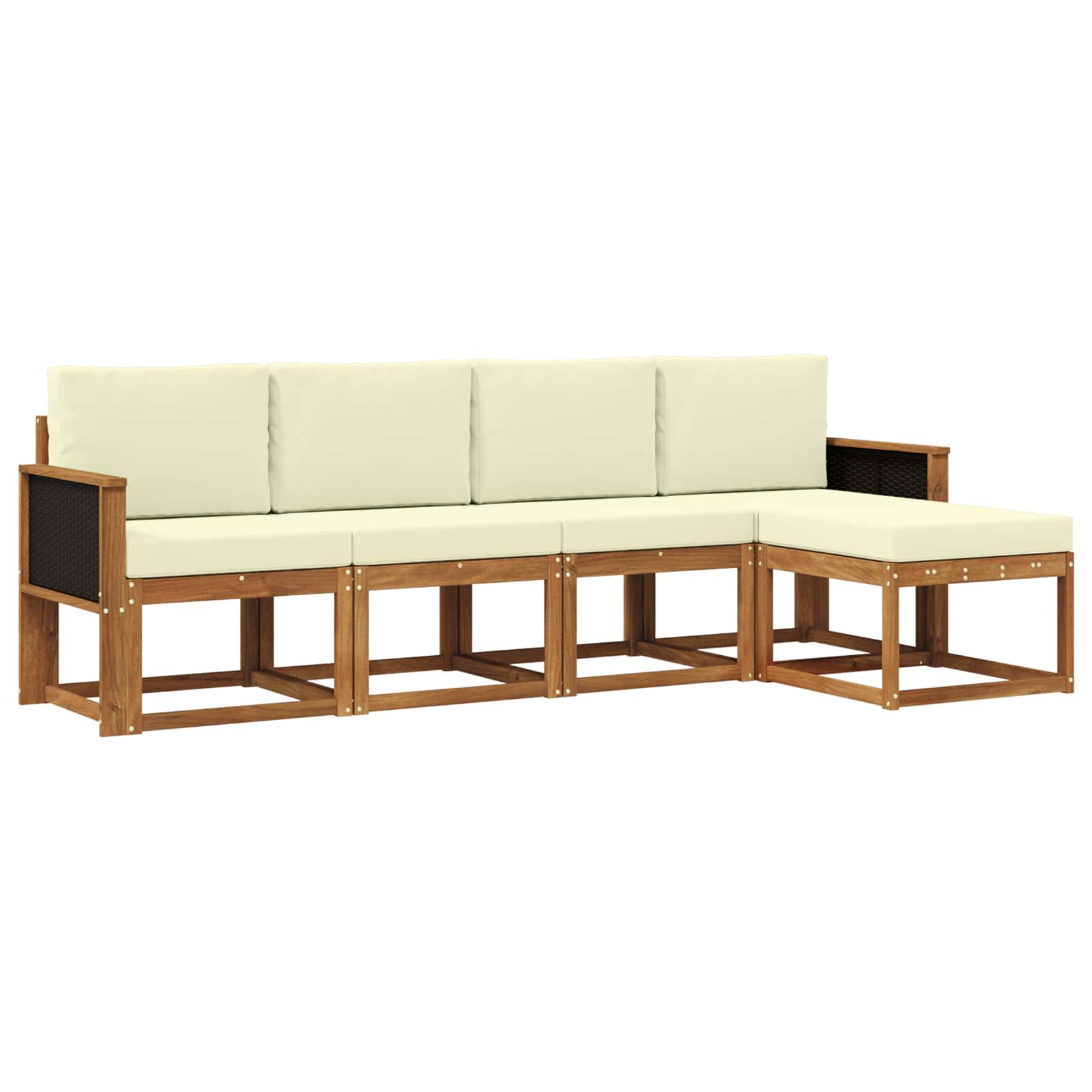 Vidaxl Outdoor Sofa Set 5 Pcs Natural And Cream Polyester