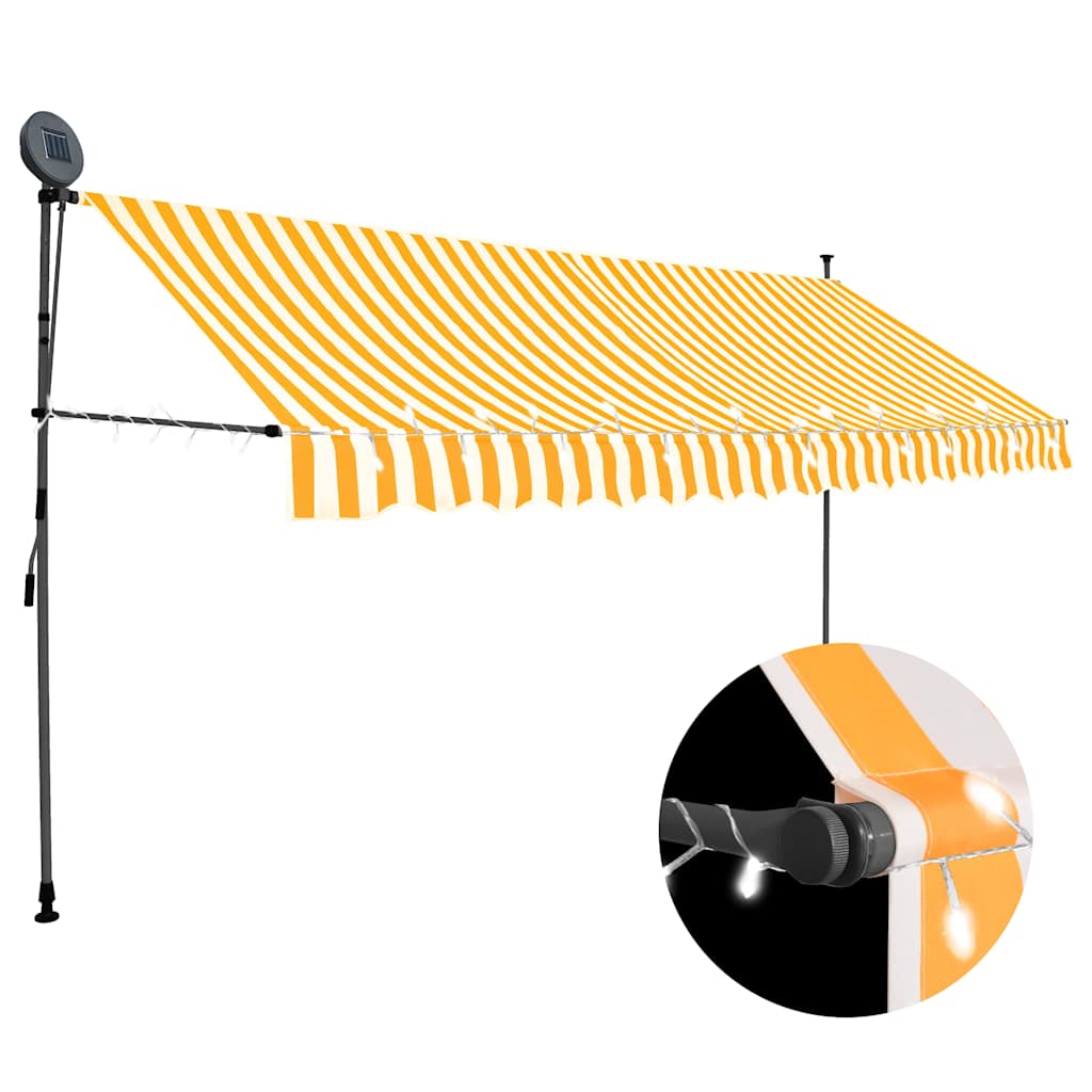Vidaxl - Einziehbare Markise Handbetrieben Mit Led 400 Cm Weiß Orange
