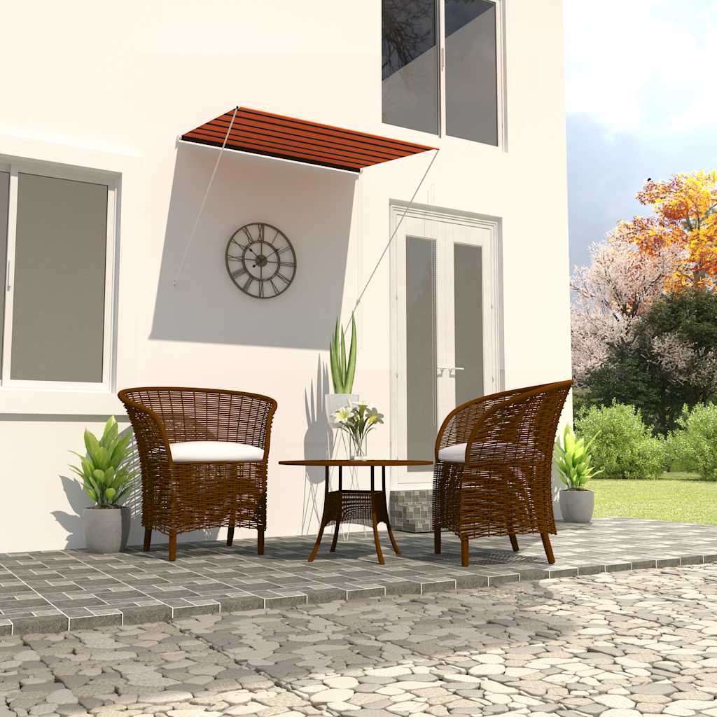 Einziehbare Markise 200×150 Cm Orange Und Braun Vidaxl