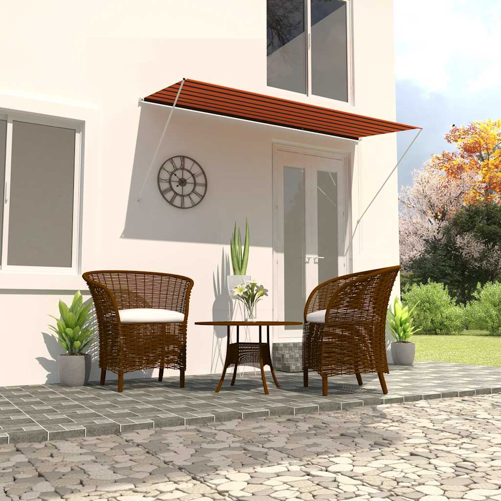 Einziehbare Markise 300×150 Cm Orange Und Braun Vidaxl