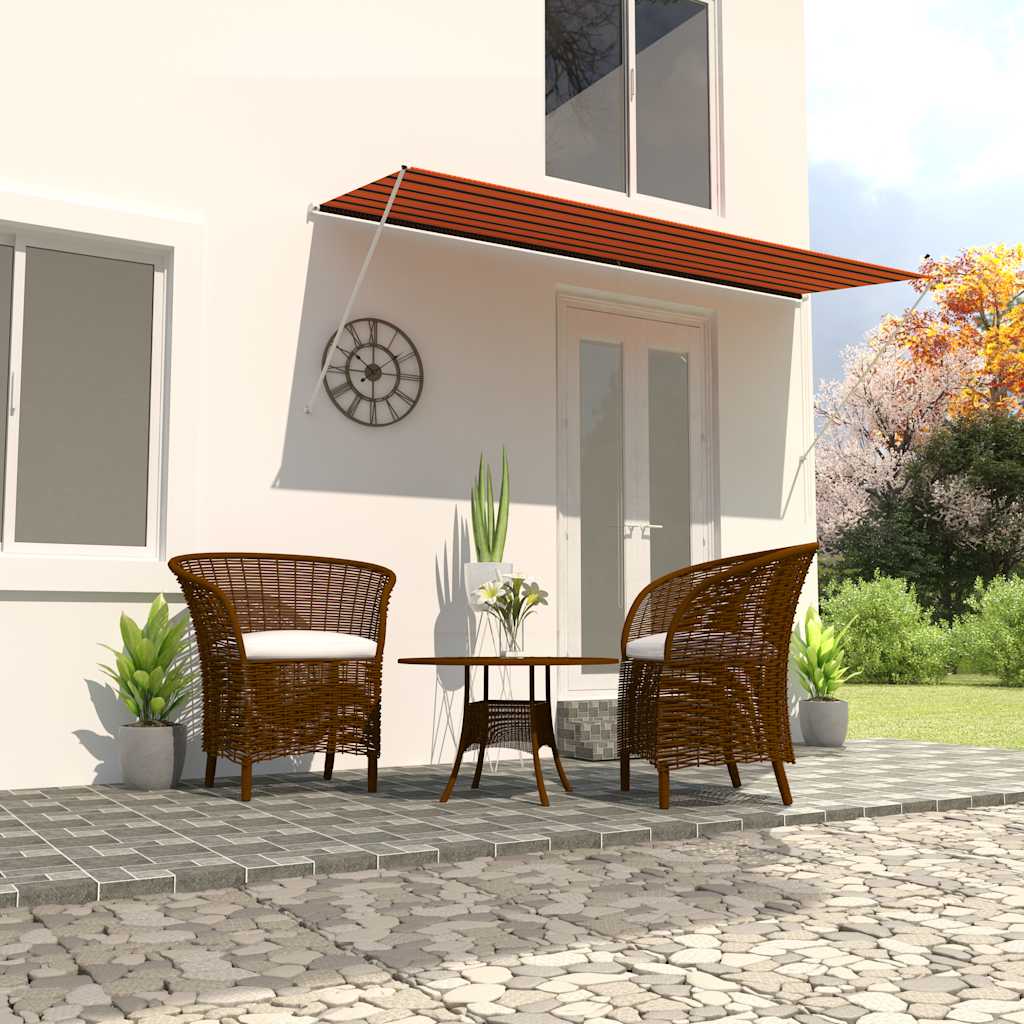 Einziehbare Markise 350×150 Cm Orange Und Braun Vidaxl