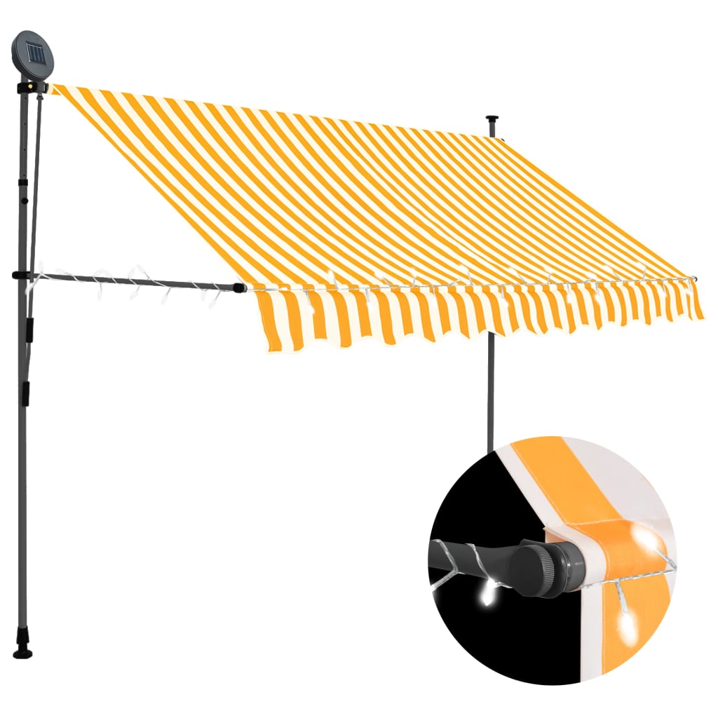 Vidaxl - Einziehbare Markise Handbetrieben Mit Led 300 Cm Weiß Orange
