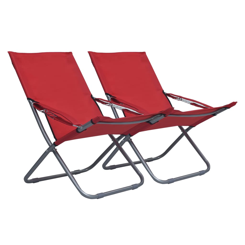 Klappbare Strandstühle 2 Stk. Stoff Rot Vidaxl
