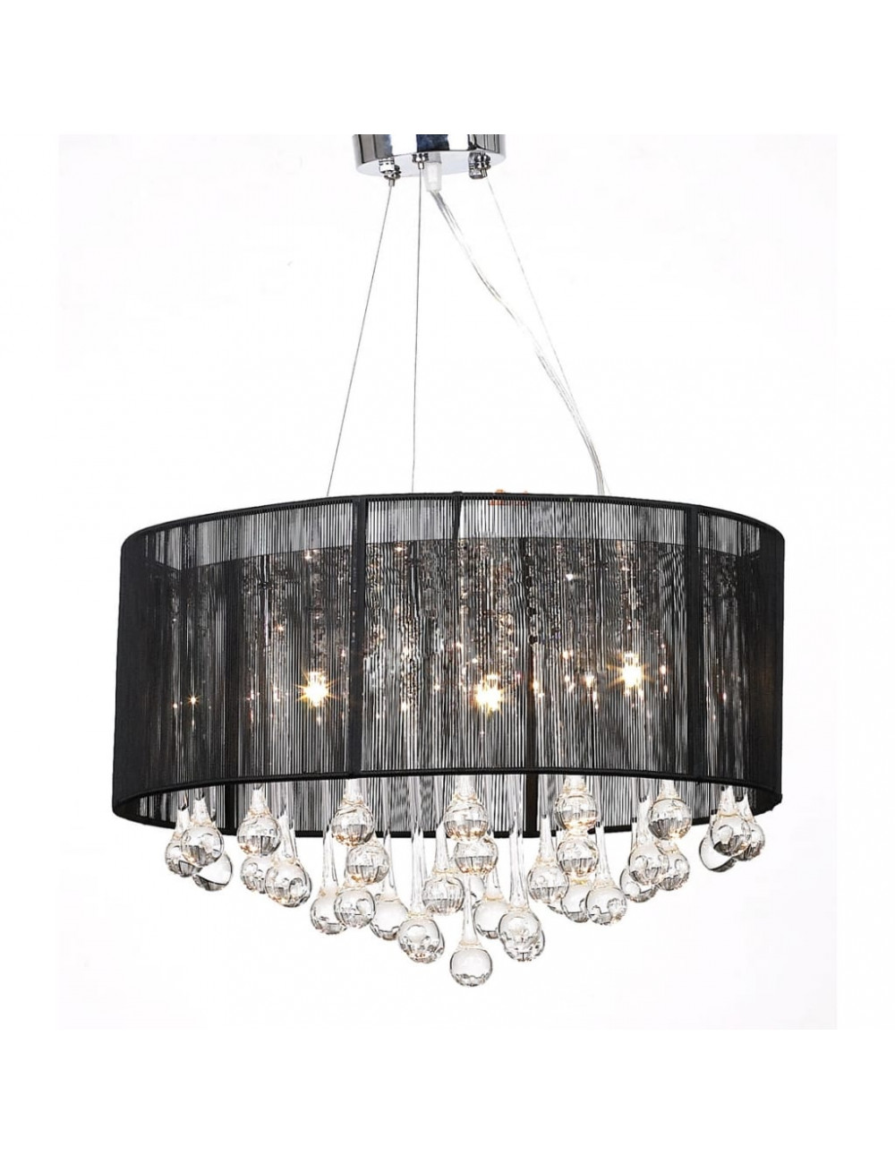 Kristall Kronleuchter Mit 85 Echten Glas Kristallen Schwarz Vidaxl