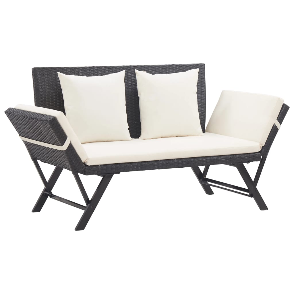 Gartenbank Mit Auflagen 176 Cm Schwarz Poly Rattan - Vidaxl