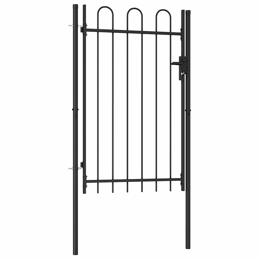 Zauntor Einzelflügel Gewölbte Spitze Stahl 1 X 1,5 M Schwarz - Vidaxl