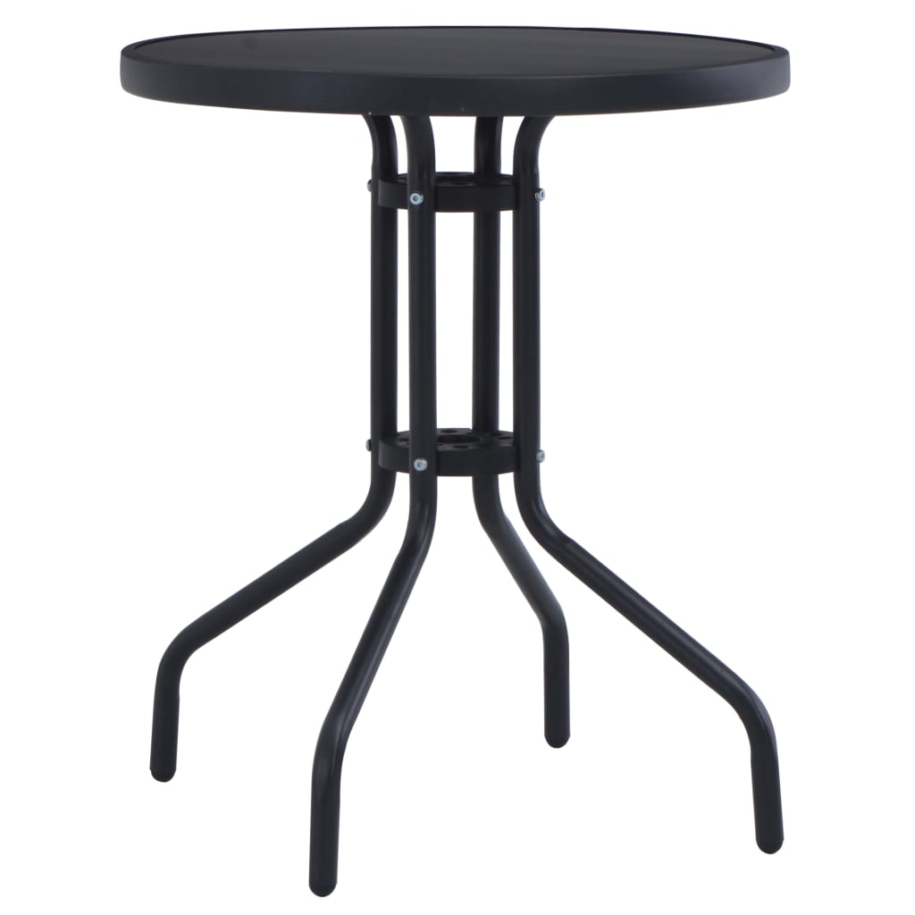 Gartentisch Schwarz 80 Cm Stahl Und Glas Vidaxl