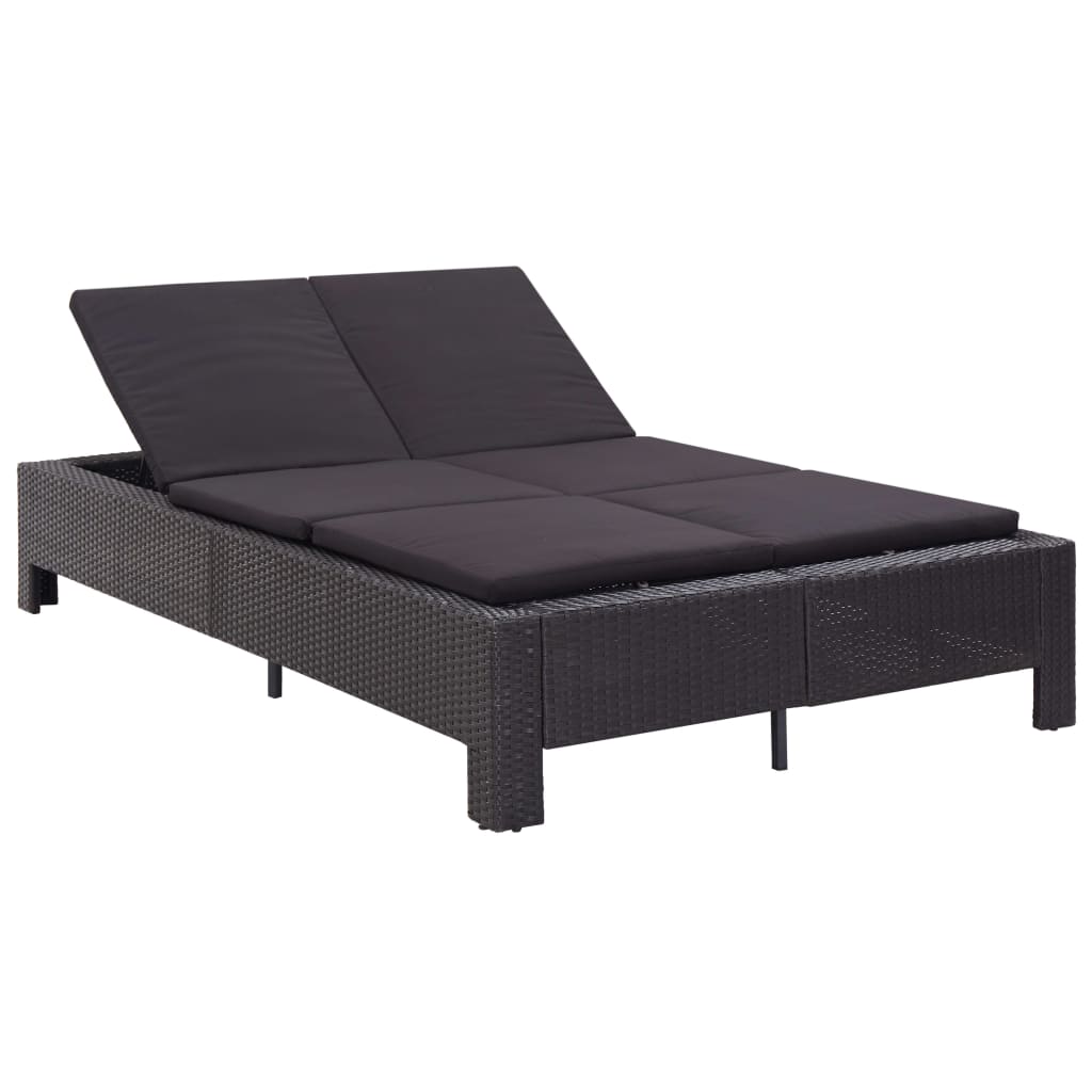 Vidaxl - 2-personen-sonnenliege Mit Auflage Schwarz Poly Rattan
