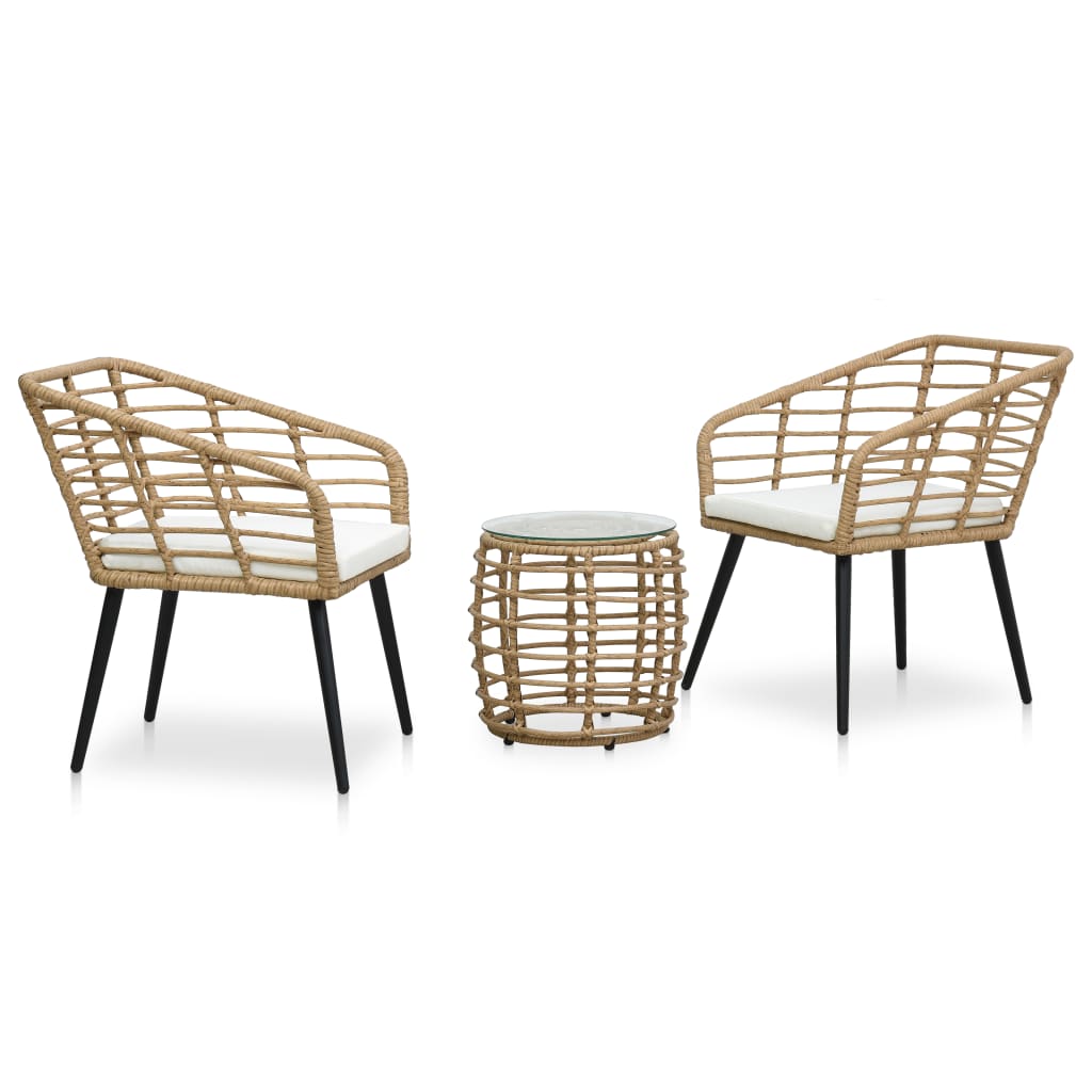 3-tlg. Bistro-set Poly Rattan Eiche - Vidaxl