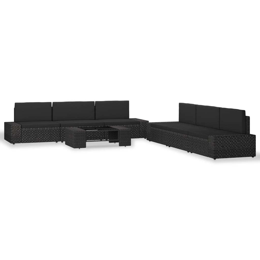 7-tlg. Garten-lounge-set Poly Rattan Schwarz Vidaxl