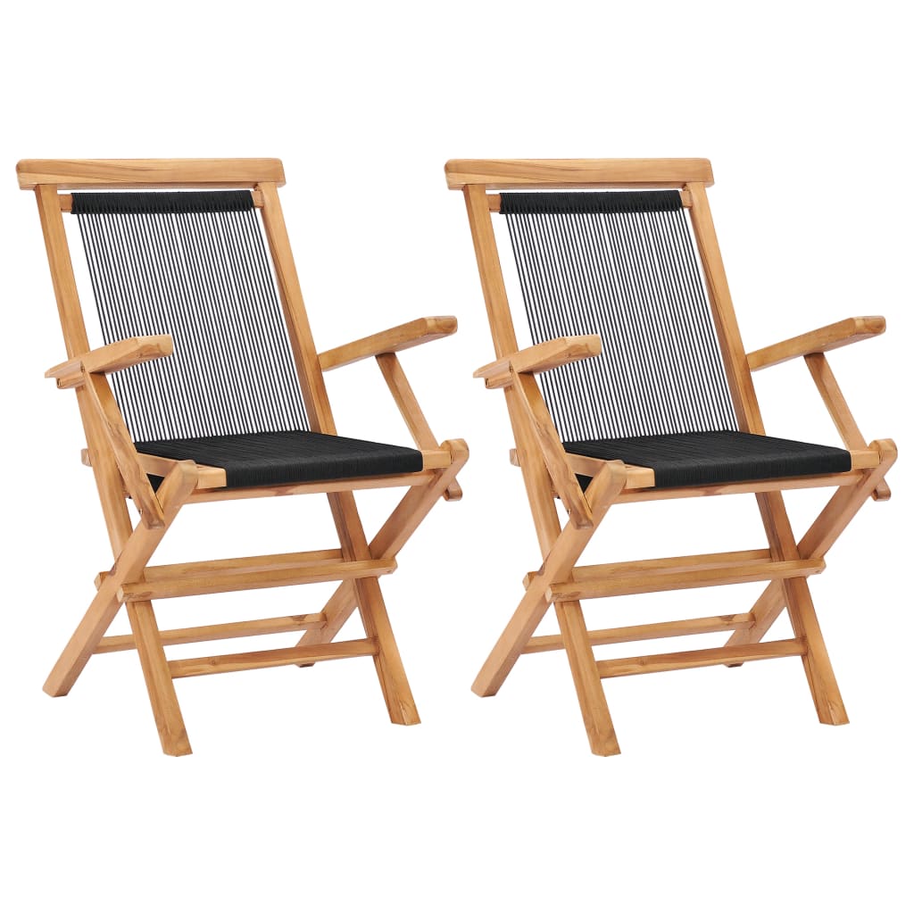 Vidaxl - Klappbare Gartenstühle 2 Stk. Massivholz Teak Und Seil