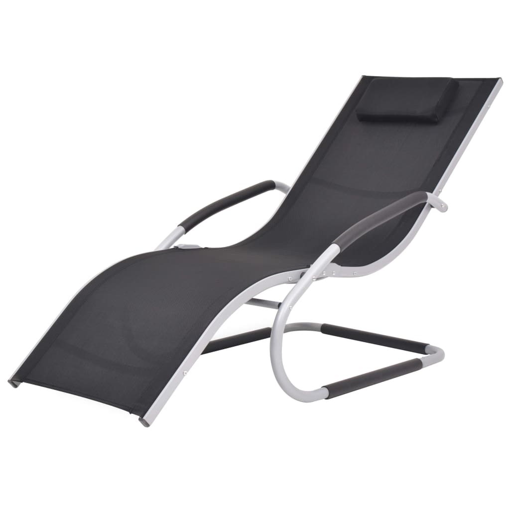 Vidaxl Sonnenliege Mit Kissen Aluminium Und Textilene Schwarz