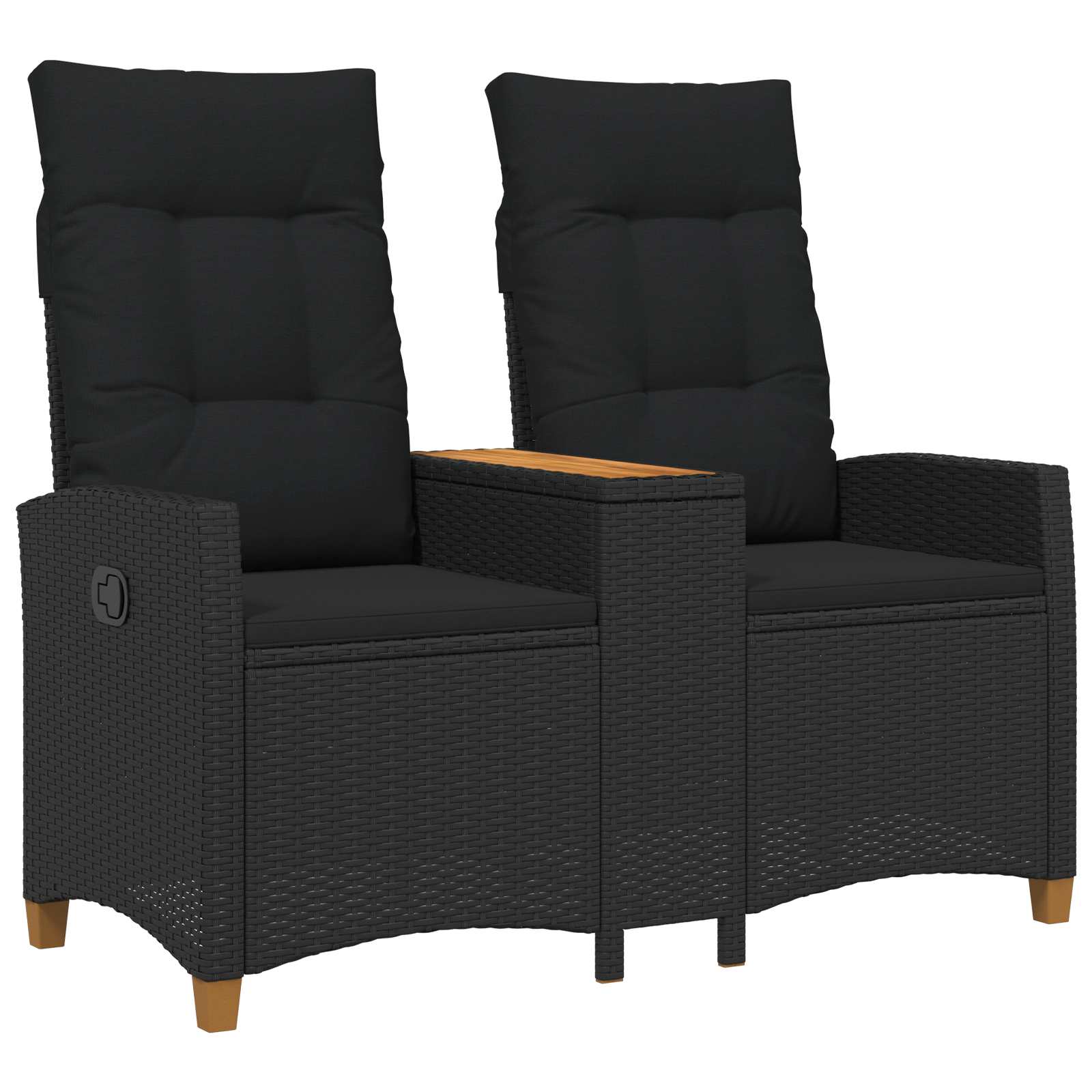 Vidaxl Reclining Bench With Table 2 -seater 126 X 65 X 112 Cm Black