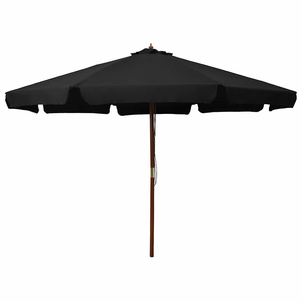 Vidaxl Outdoor Parasol With Wooden Pole 330 Cm Black
