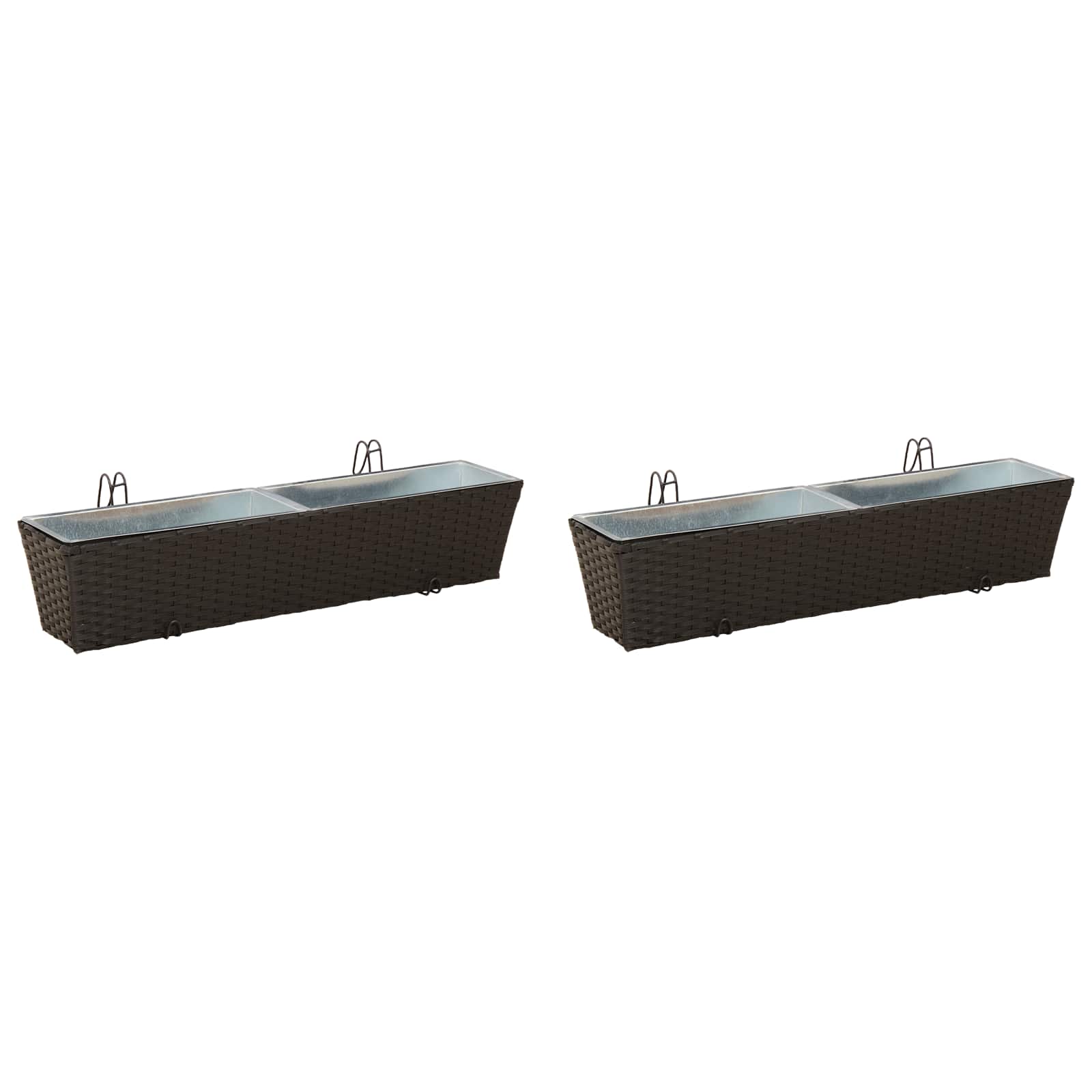 Balkon 2 Stk. Schwarz 80 X 17 X 17 Cm Metall Vidaxl