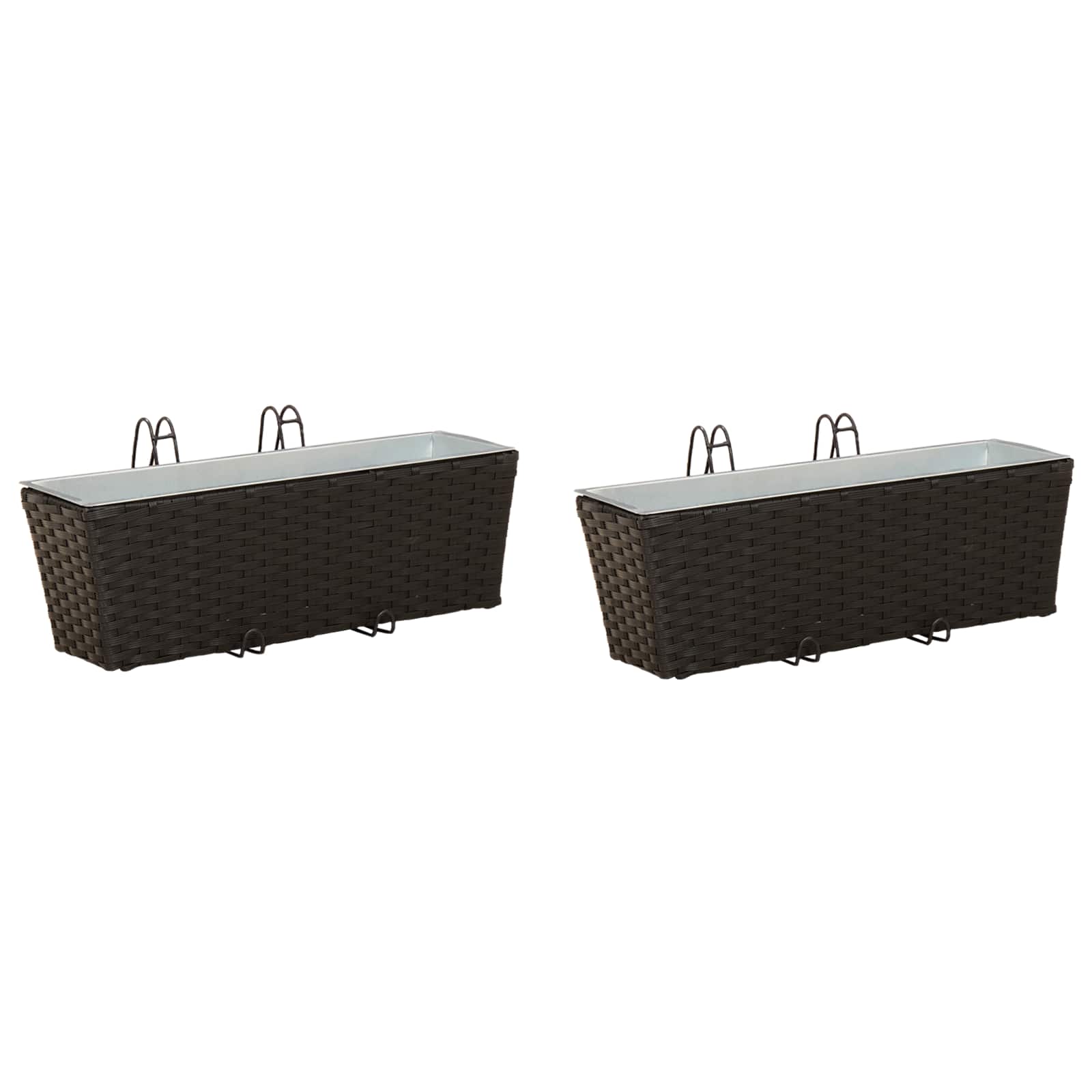 Vidaxl Railing 2 Pcs Black 50 X 17 X 17 Cm Metal