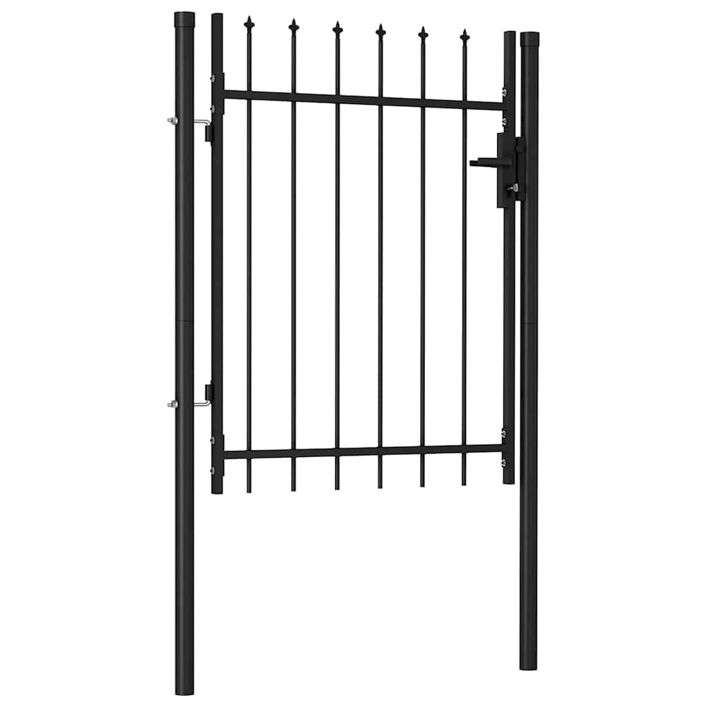 Vidaxl Fence Gate Single Door With Spike Top Steel 1x1.2 M Black