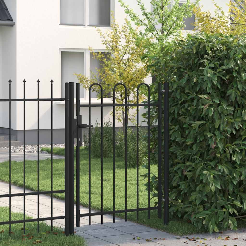 Vidaxl Fence Gate Single Door With Arched Top Steel 1x1.2 M Black