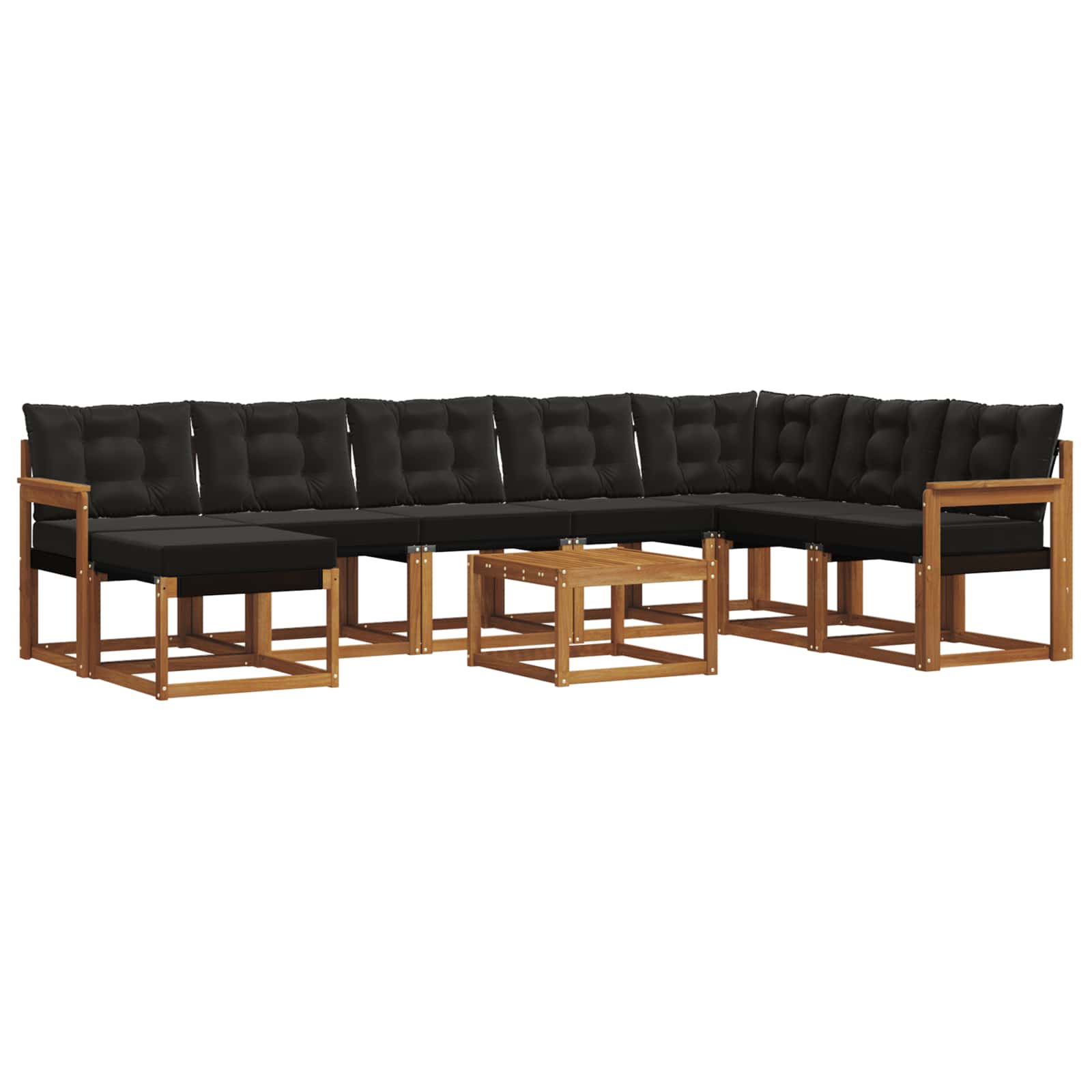 Vidaxl Outdoor Sofa Set 9 Pcs Natural And Black