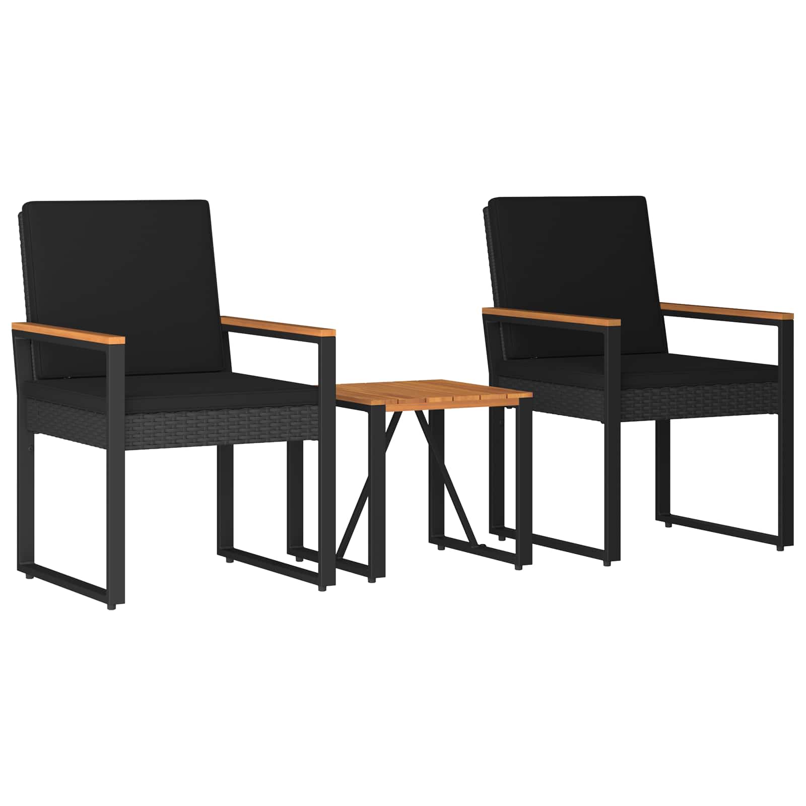 Vidaxl Outdoor Furniture Set 3 Pcs Black Poly Rattan