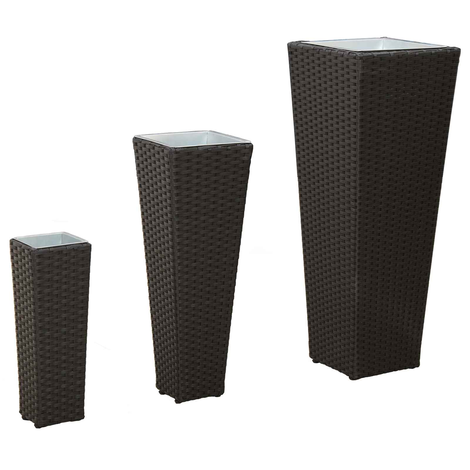 Vidaxl Outdoor Planters Set 3 Pcs Black 30 X 30 X 80 Cm Metal