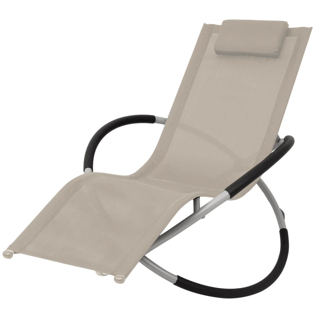 Sonnenliege Geometrisch Stahl Creme - Vidaxl
