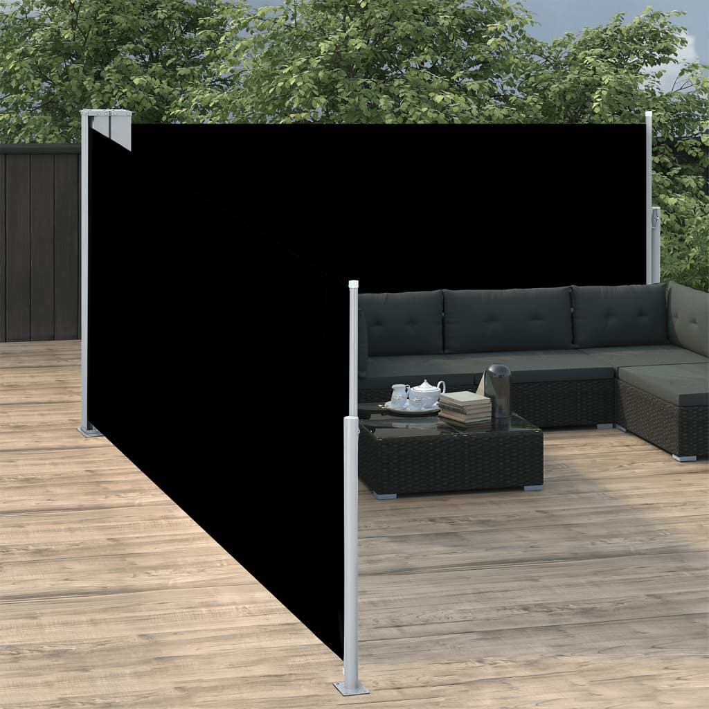 Ausziehbare Seitenmarkise Schwarz 100 X 1000 Cm - Vidaxl