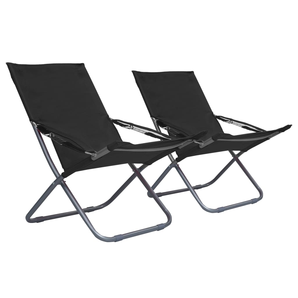 Vidaxl - Klappbare Strandstühle 2 Stk. Stoff Schwarz